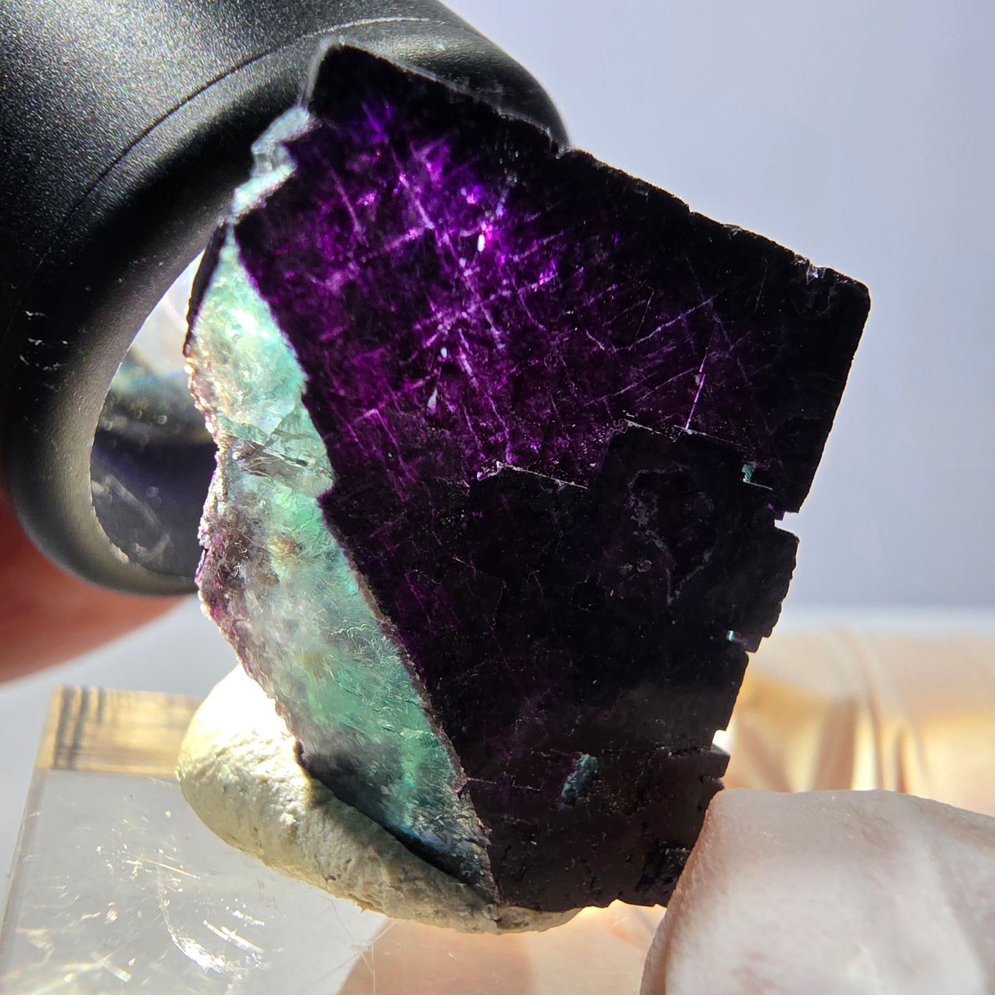 Phantom Fluorit Würfel Stufe grün lila zonal 11:11 Angel Pocket, Namibia 24*22*22mm