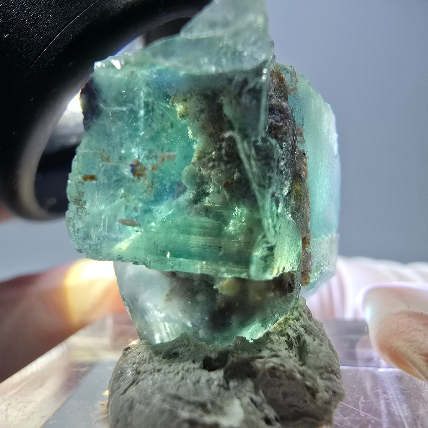 Spécimen de cube de fluorite fantôme, parquet vert Okorusu, Namibie 22 x 19 x 16 mm
