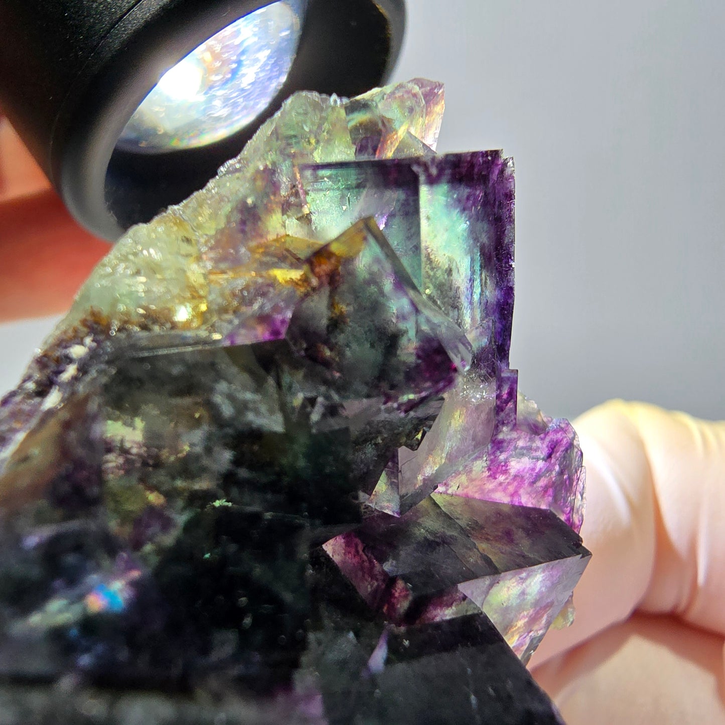 Phantom Fluorit Würfel Stufe, parkettiert grün lila Okorusu, Namibia 39*33*19mm