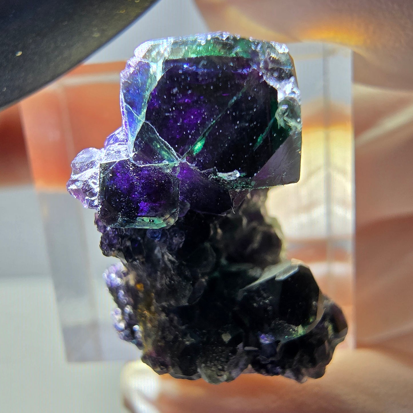 Phantom Fluorit Würfel Stufe, grün lila Okorusu, Namibia 24*19*16mm