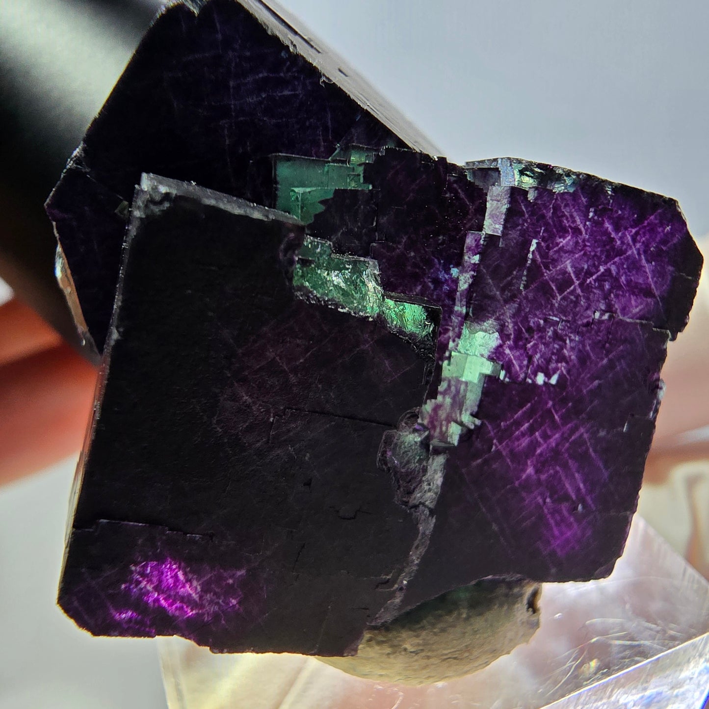 Phantom Fluorit Würfel Stufe grün lila zonal 11:11 Angel Pocket, Namibia 30*28*25mm