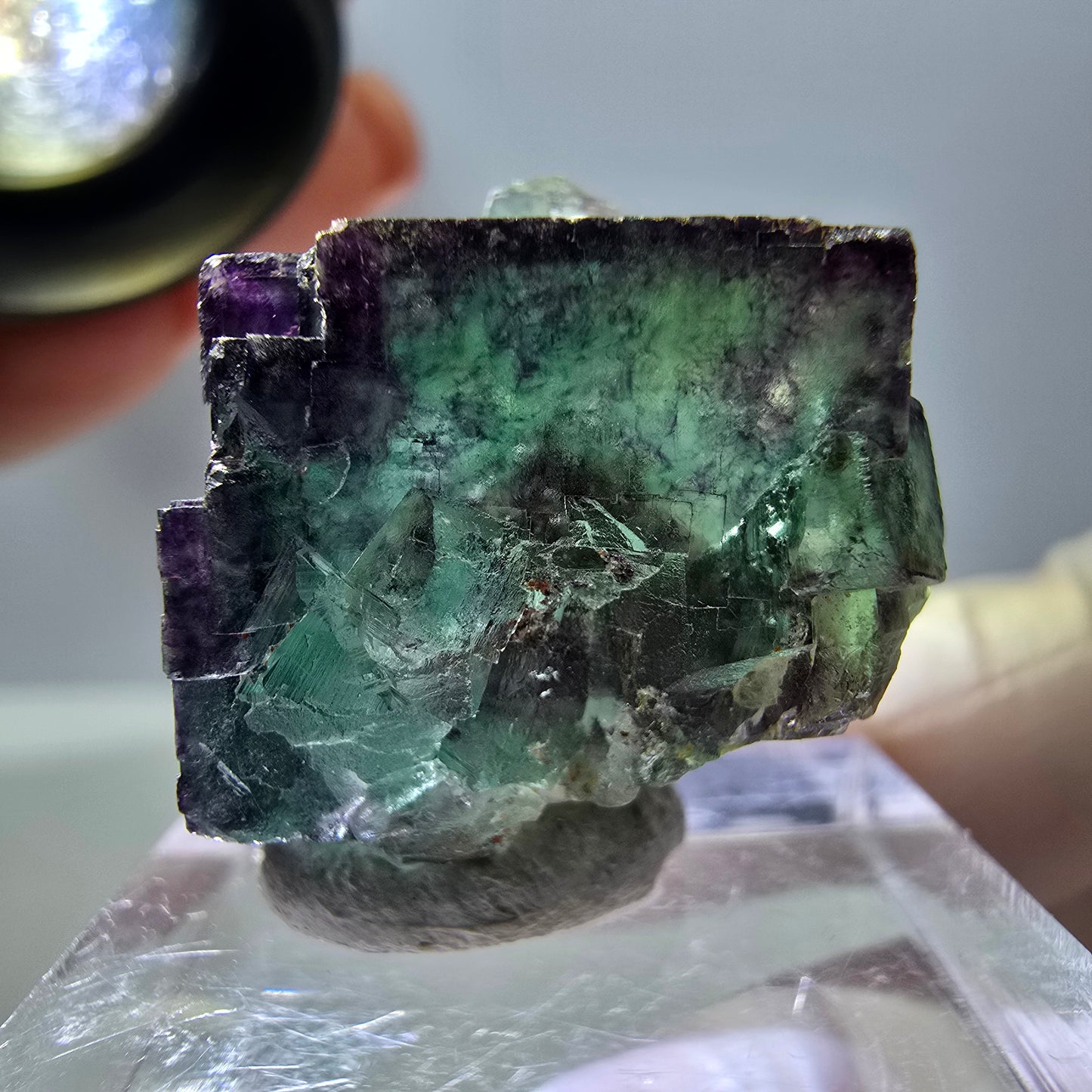 Phantom Fluorit Würfel Stufe, parkettiert, zonal Okorusu, Namibia 23*22*20mm