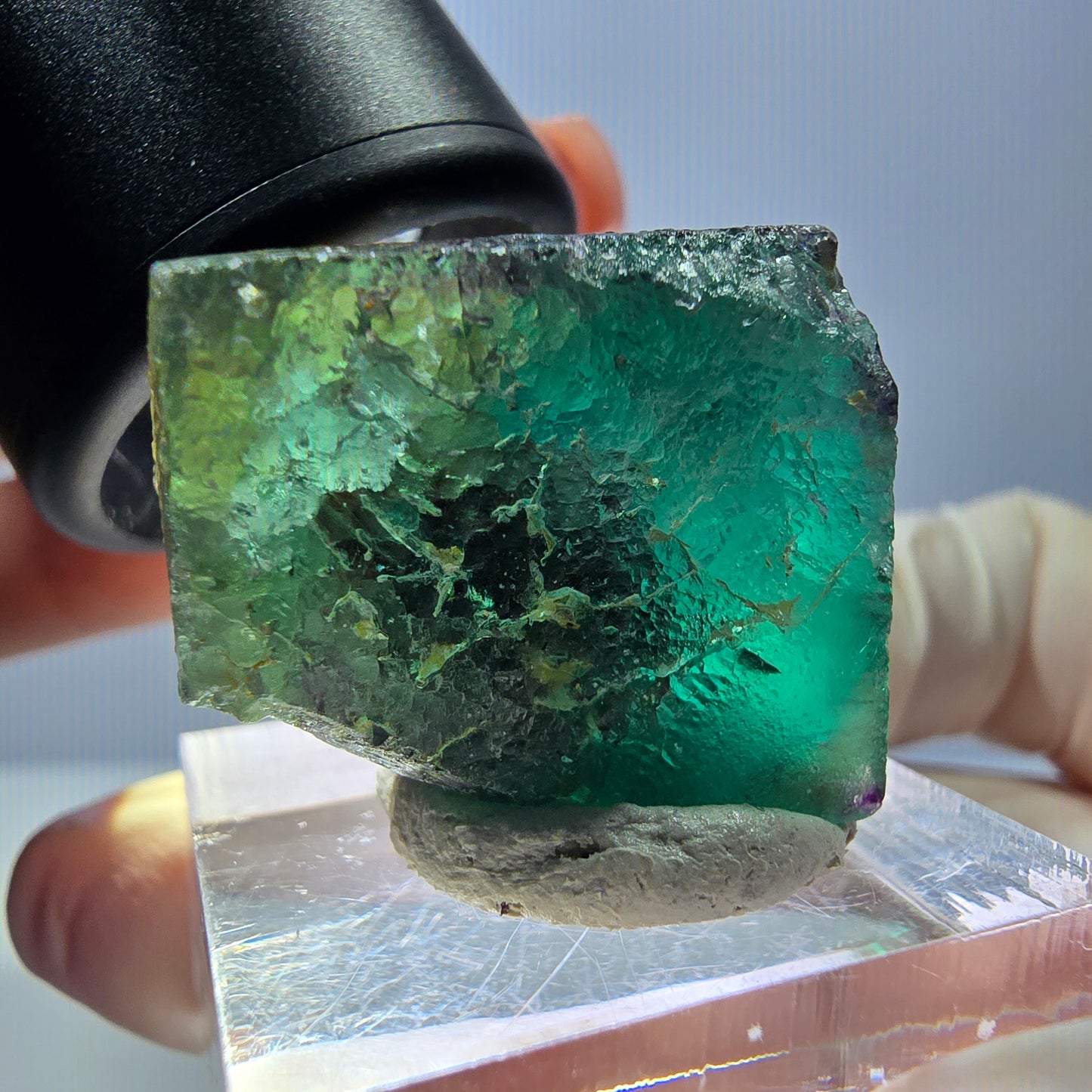Phantom Fluorit Würfel Stufe, parkettiert grün lila Okorusu, Namibia 25*25*21mm