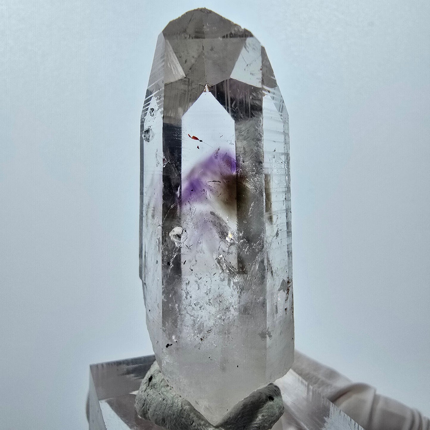 Harlequin Phantom Amethyst with Analcim Streep Mine, Goboboseb, Namibia 50*19*16mm