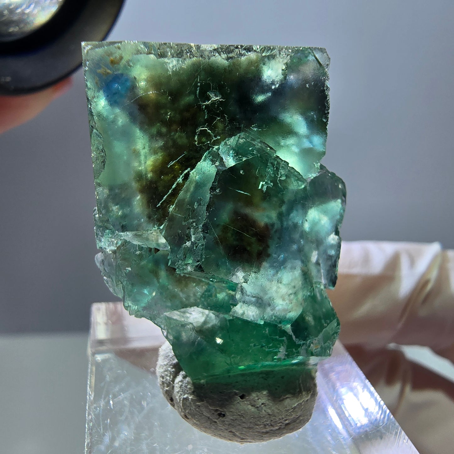 Phantom Fluorit Würfel Stufe, grün parkettiert Okorusu, Namibia 38*24*23mm