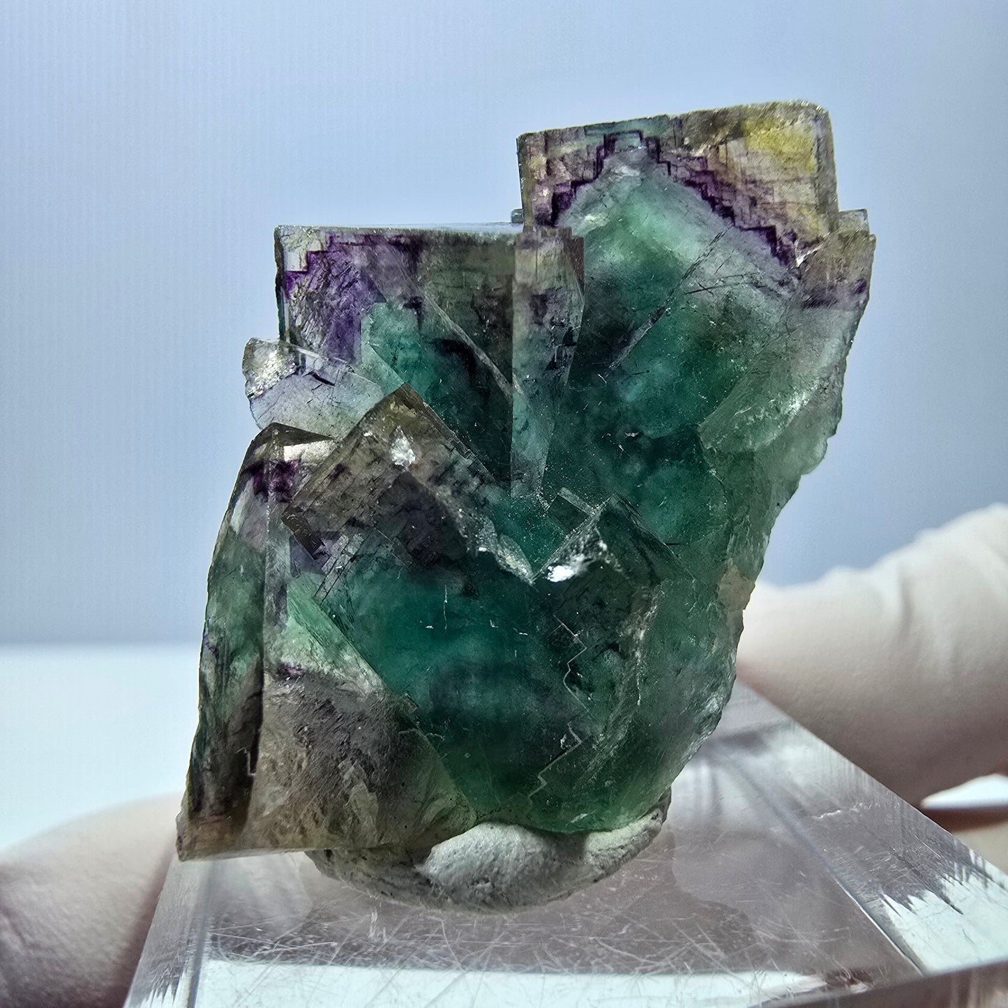Phantom Fluorit Würfel Stufe, grün lila Okorusu, Namibia 37*25*17mm
