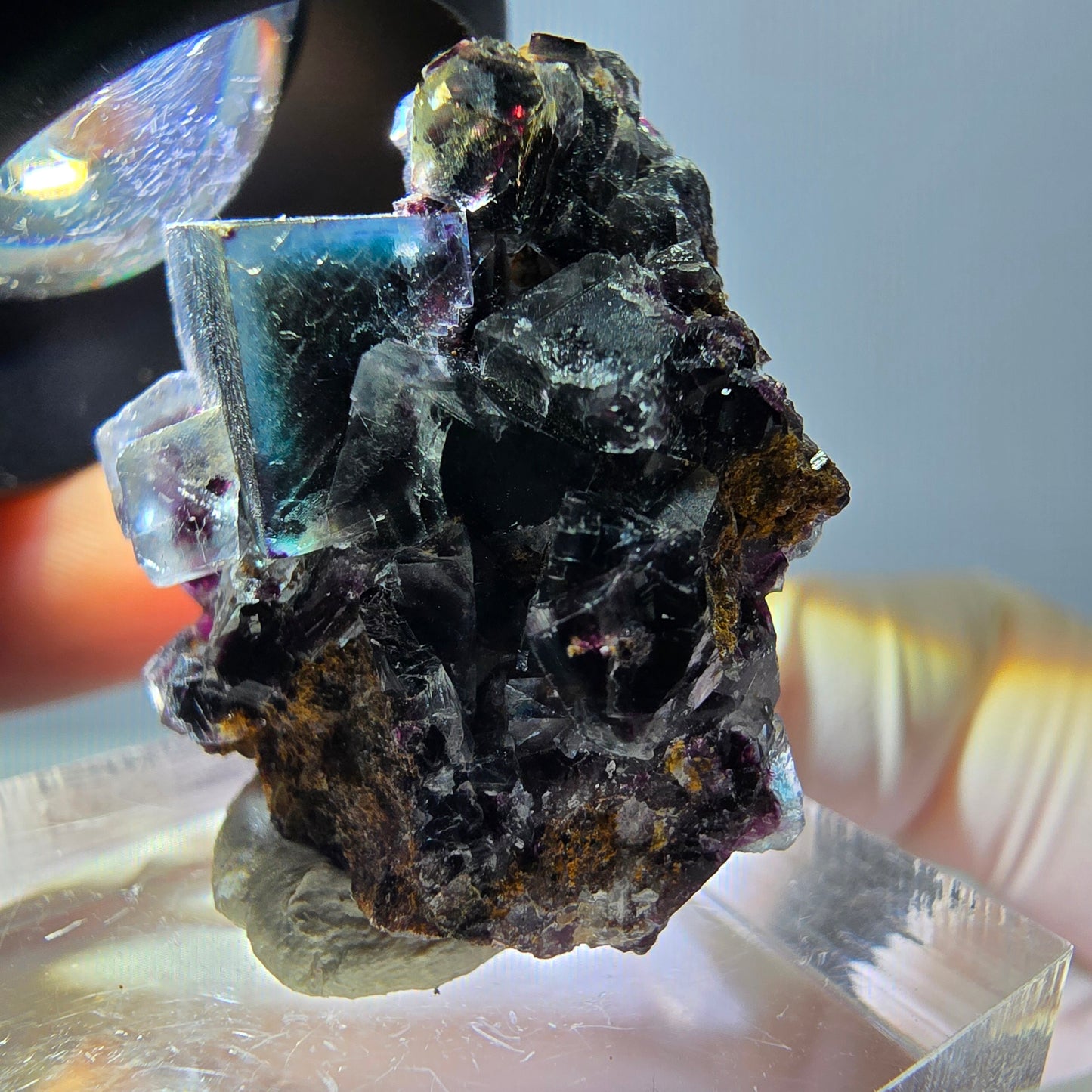 Phantom Fluorit Würfel Stufe, grün lila Okorusu, Namibia 27*21*20mm