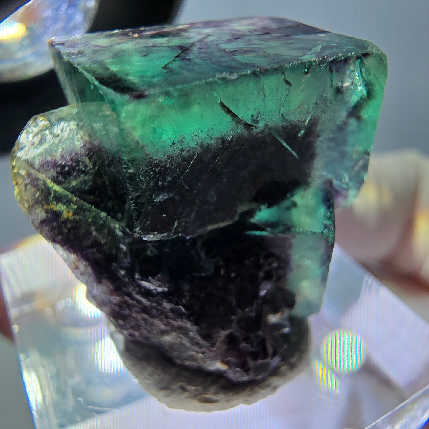 Phantom Fluorit Würfel Stufe, grün lila Okorusu, Namibia 21*21*19mm