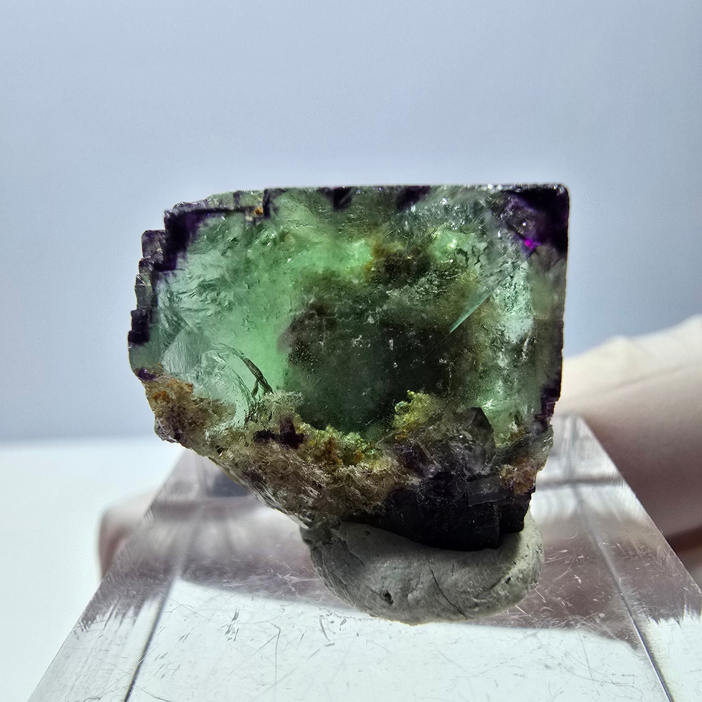 Phantom Fluorit Würfel Stufe, parkettiert, zonal Okorusu, Namibia 19*17*14mm