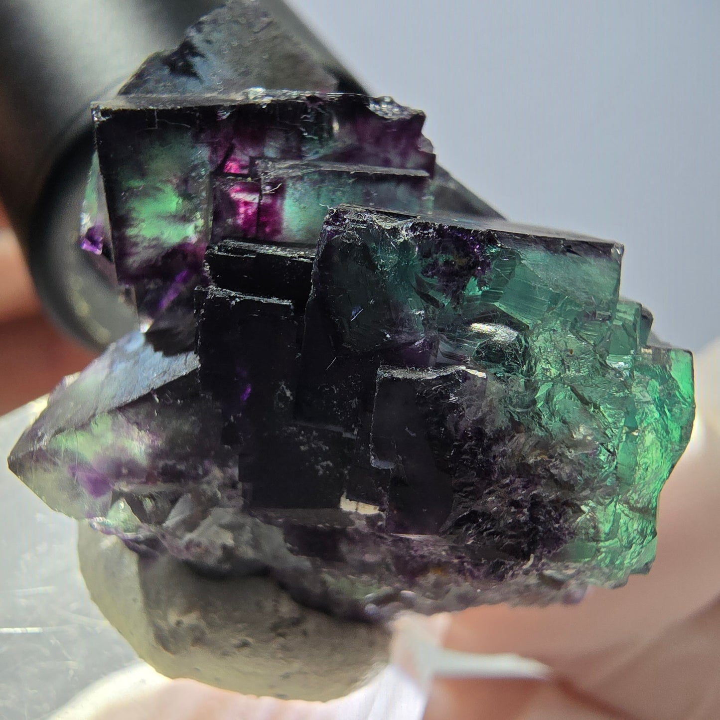 Phantom Fluorit Würfel Stufe, parkettiert grün lila Okorusu, Namibia 35*28*27mm