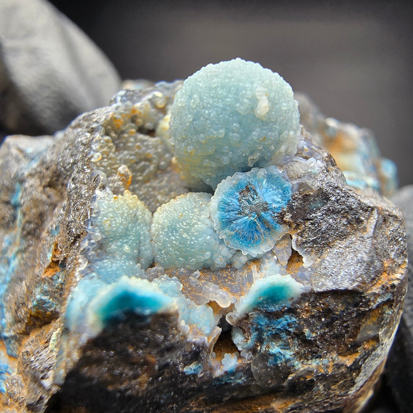 Rare Shattuckite specimen blue, sphere crystals Kaokoveld, Namibia 54*53*48mm