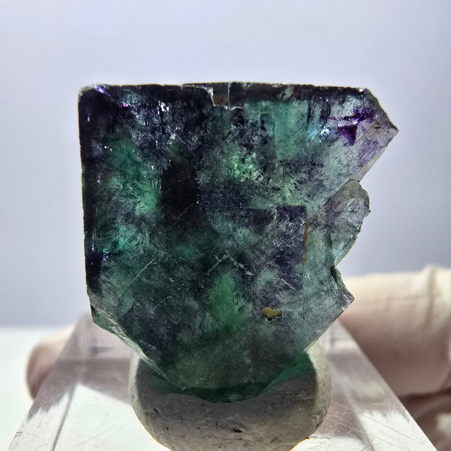 Phantom Fluorit Würfel Stufe, parkettiert grün lila Okorusu, Namibia 22*21*20mm
