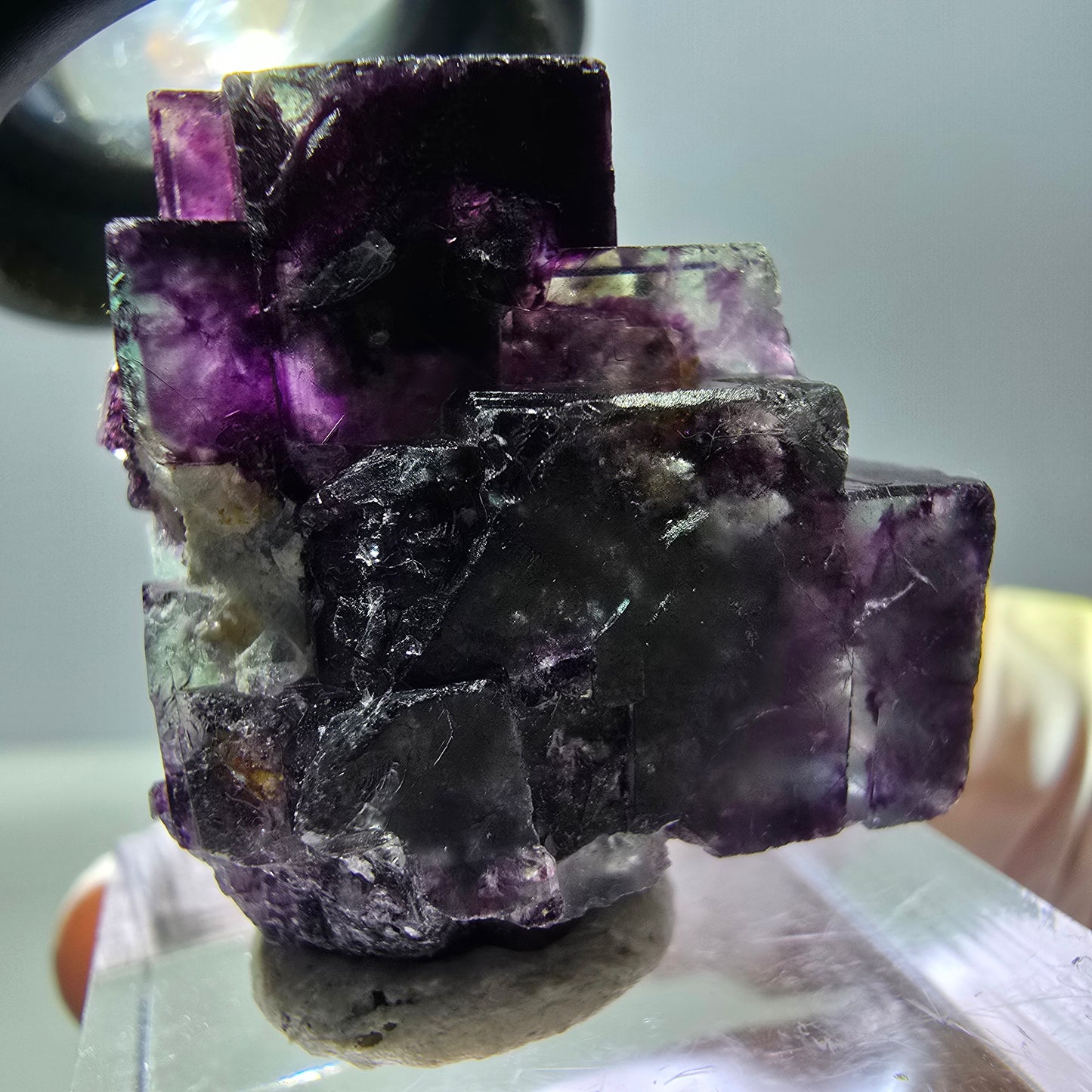Phantom Fluorit Würfel Stufe, parkettiert grün lila Okorusu, Namibia 27*24*17mm