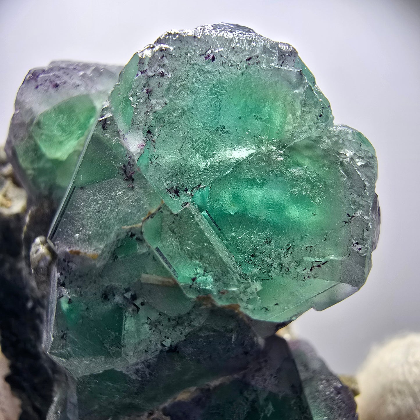 Phantom Fluorite zonal, Muscovite, Schorl Tourmaline specimen Erongo Namibia 62*48*33mm