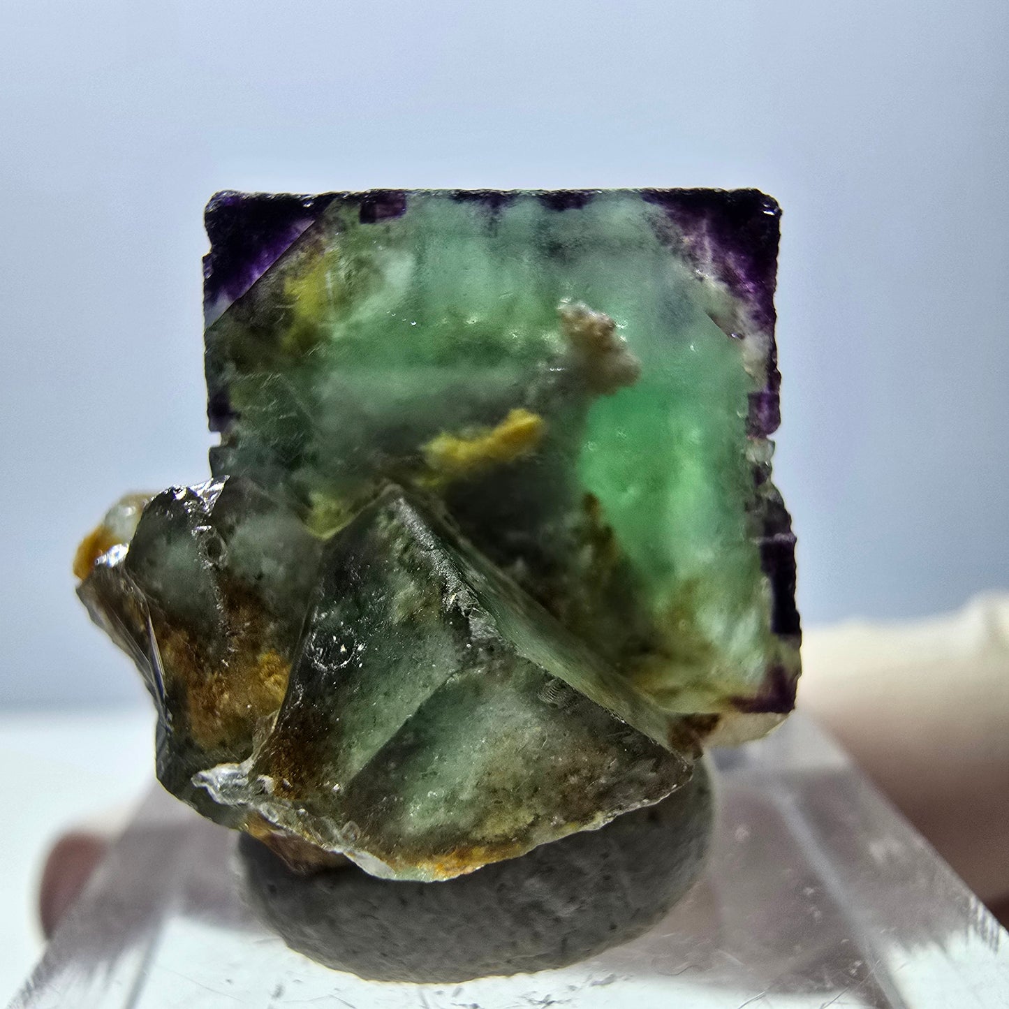 Phantom Fluorit Würfel Stufe, parkettiert, zonal Okorusu, Namibia 25*21*18mm