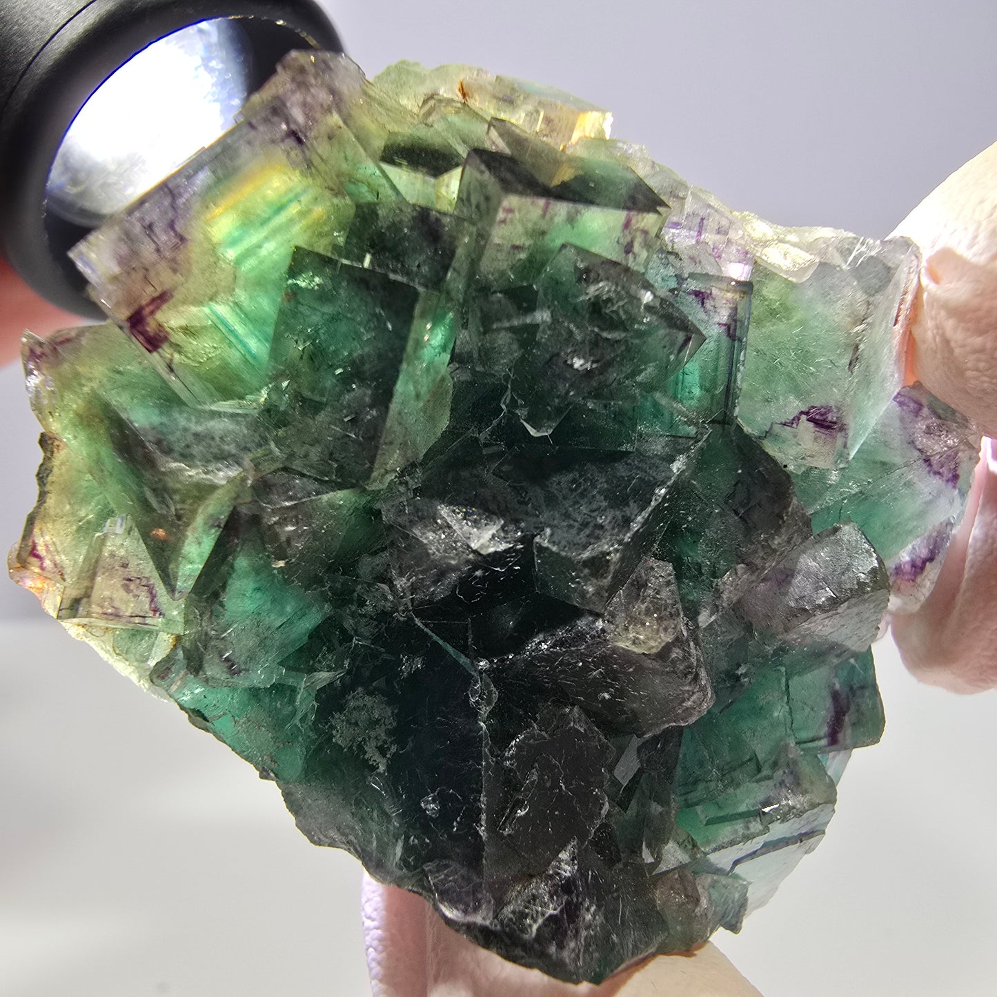Phantom Fluorite Cube Specimen, parquetted green purple Okorusu, Namibia 53*38*21mm