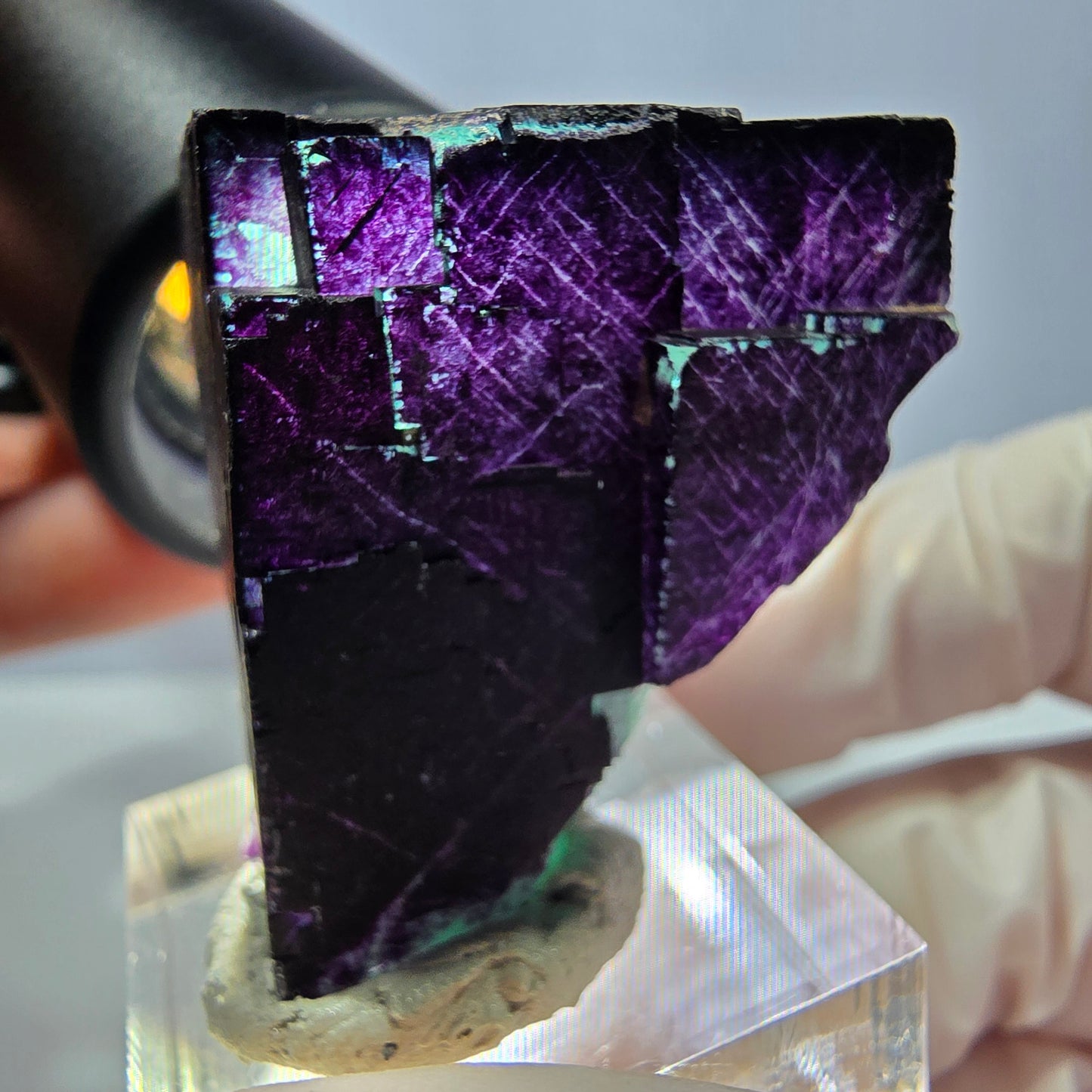 Phantom Fluorit Würfel Stufe grün lila zonal 11:11 Angel Pocket, Namibia 32*25*23mm