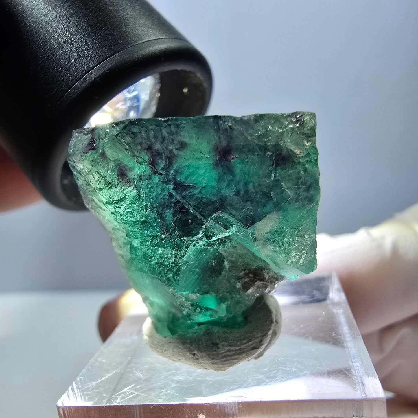 Phantom Fluorit Würfel Stufe, parkettiert grün lila Okorusu, Namibia 25*23*18mm