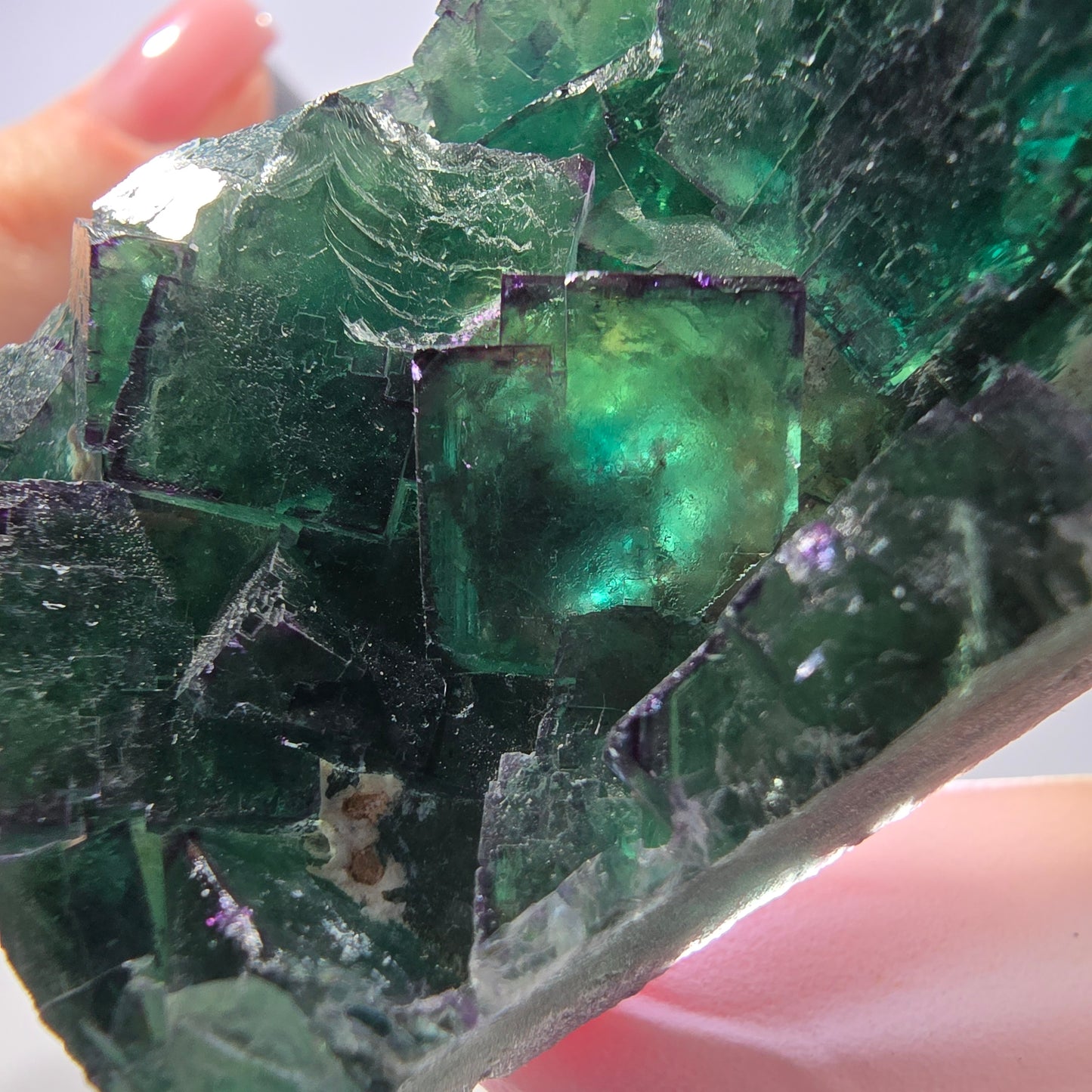 Cube de fluorite fantôme vert étagé, Okorusu, Namibie, 80 x 36 x 20 mm