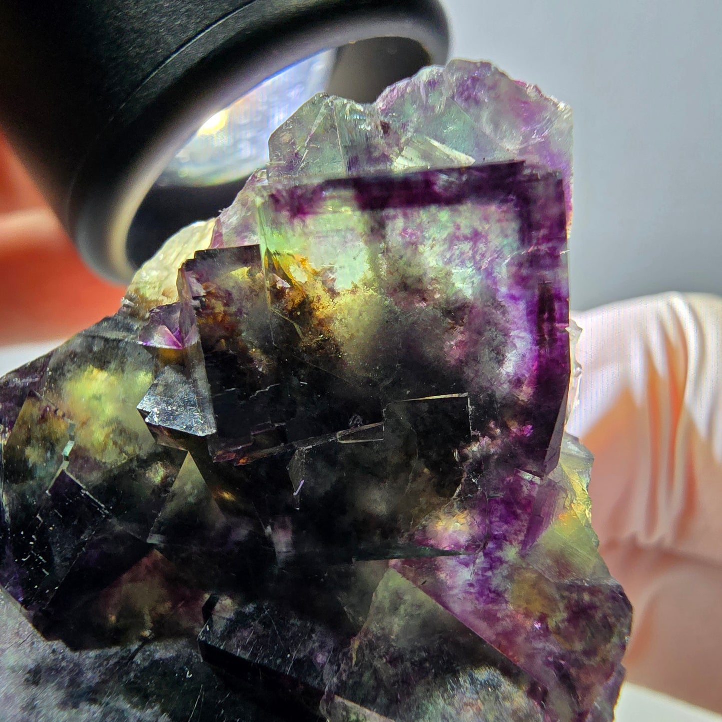 Phantom Fluorit Würfel Stufe, parkettiert grün lila Okorusu, Namibia 39*33*19mm