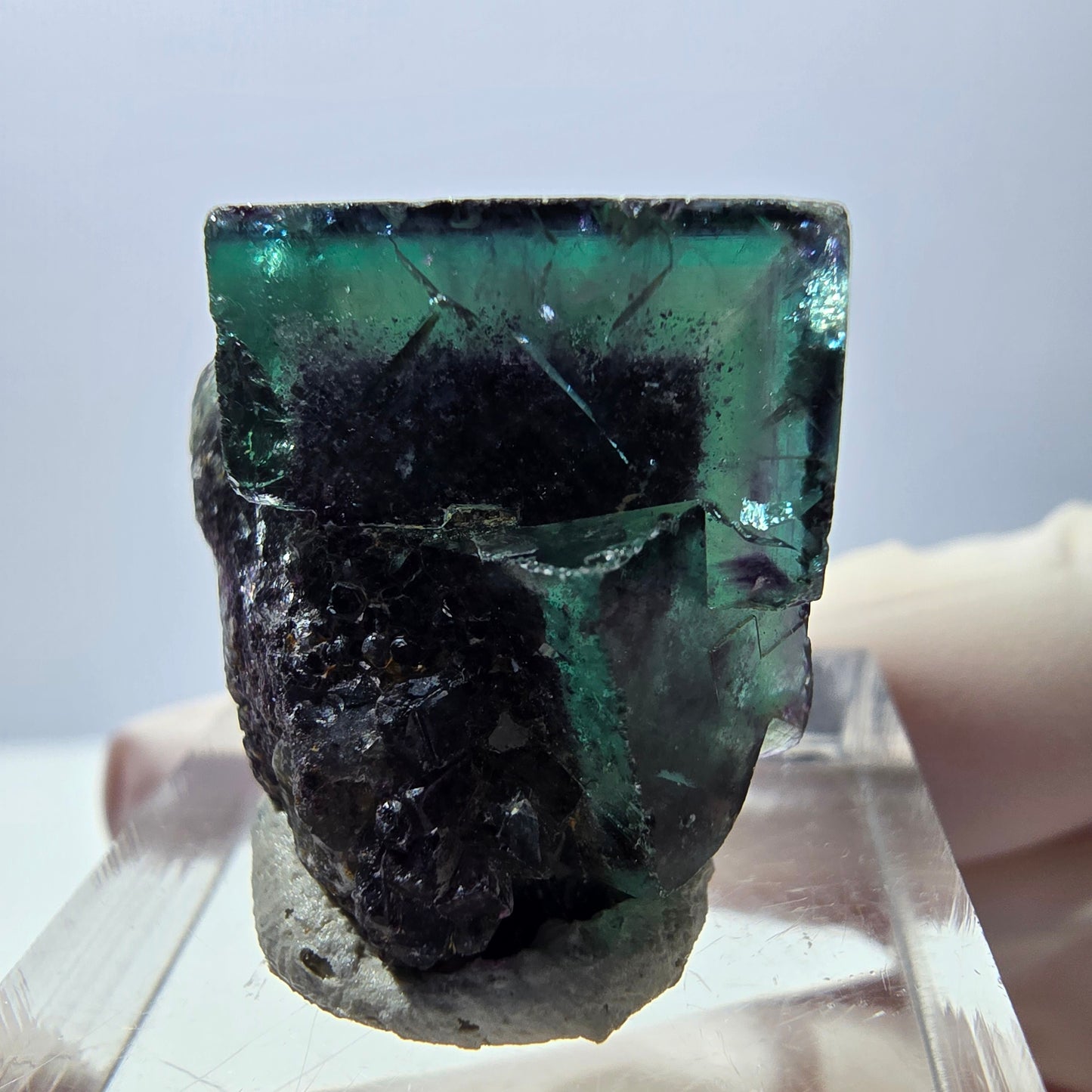 Phantom Fluorit Würfel Stufe, grün lila Okorusu, Namibia 21*21*19mm