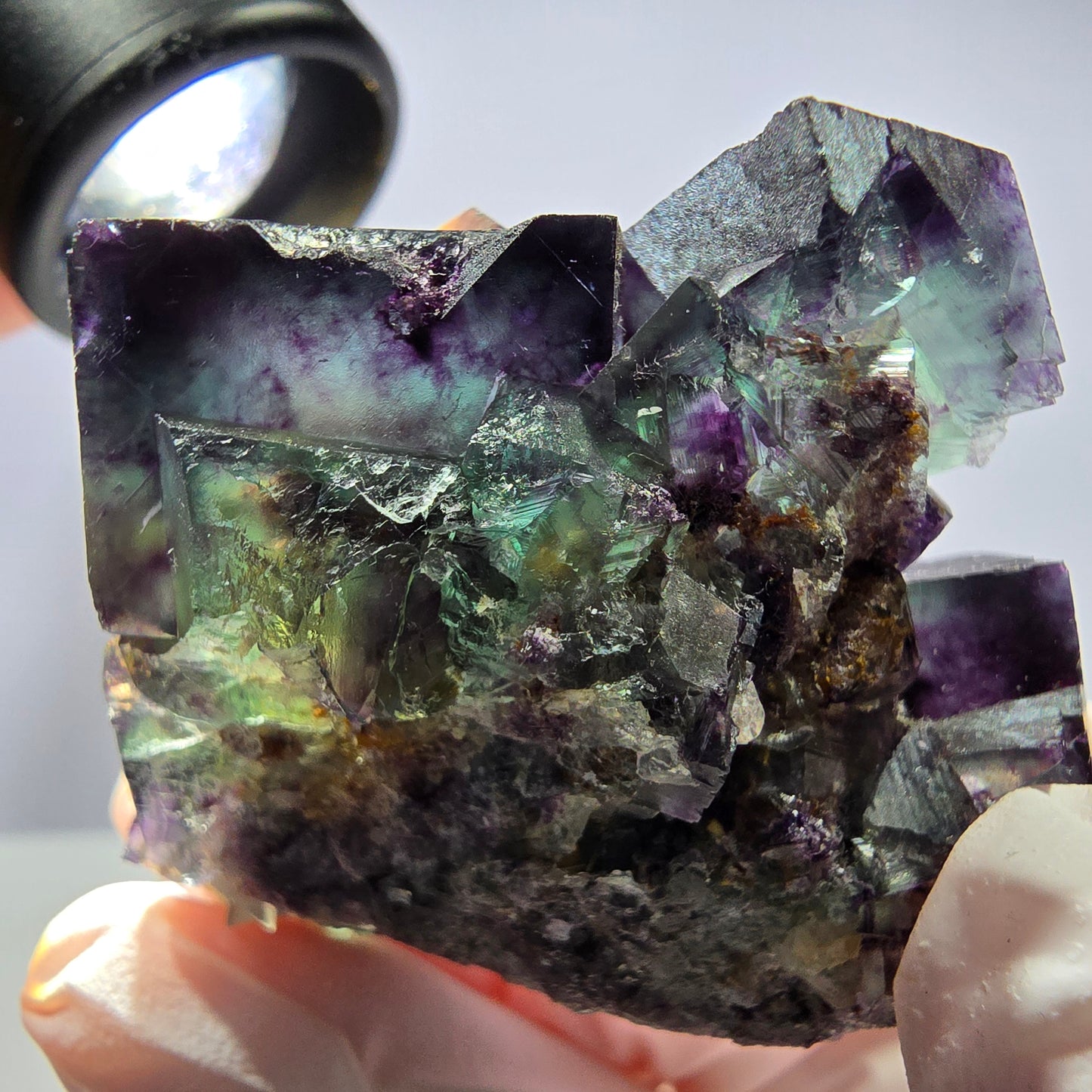 Spécimen de cube de fluorite fantôme, parqueté, zonal Okorusu, Namibie 49*45*27mm