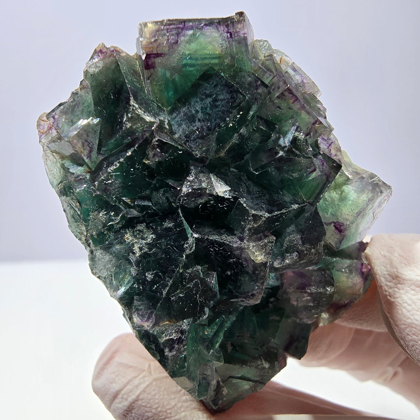 Phantom Fluorite Cube Specimen, parquetted green purple Okorusu, Namibia 53*38*21mm