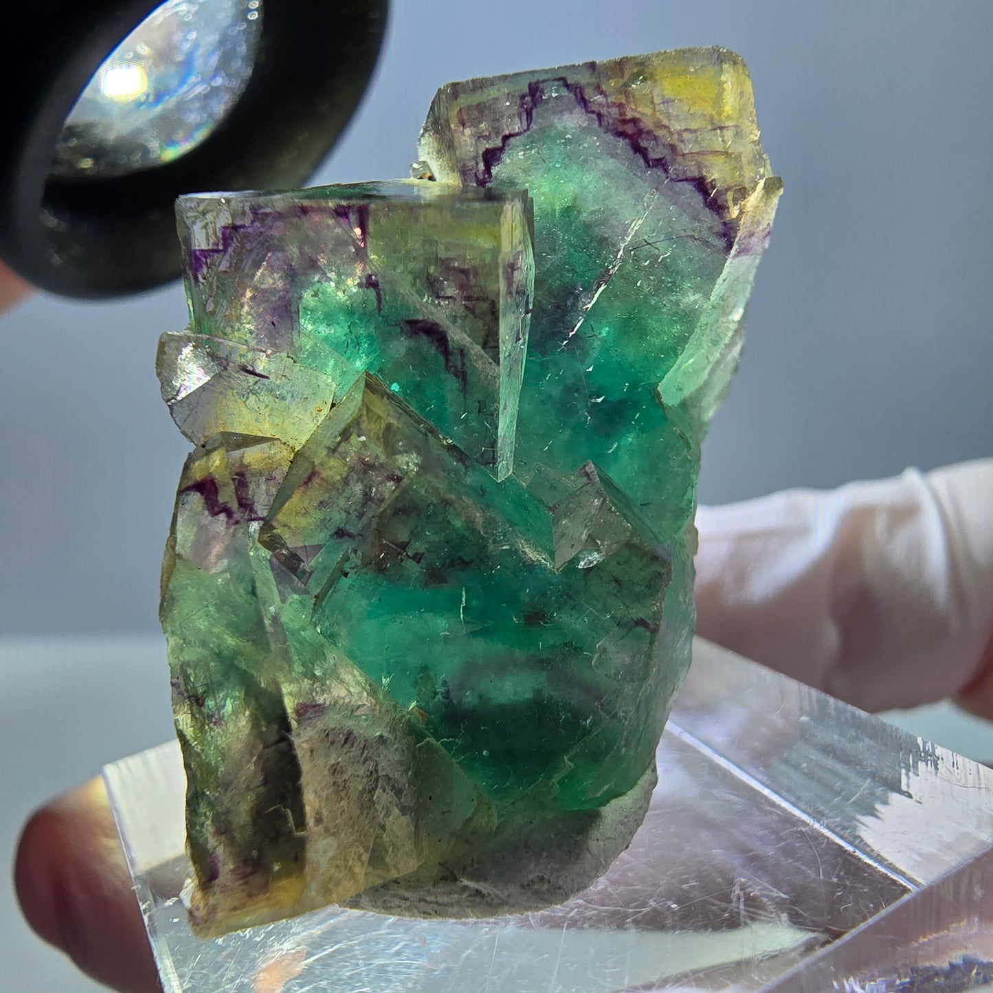 Phantom Fluorit Würfel Stufe, grün lila Okorusu, Namibia 37*25*17mm