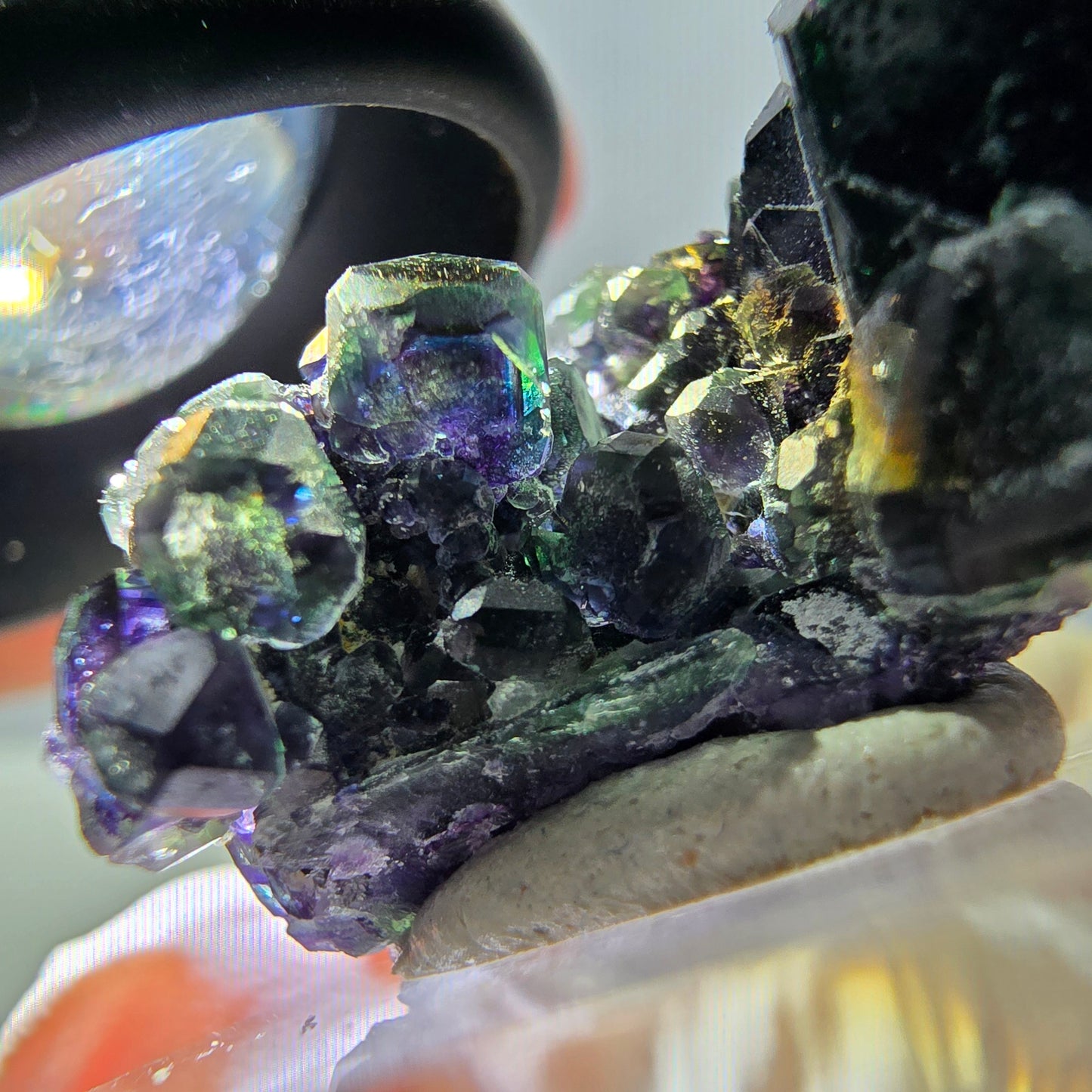 Phantom Fluorit Würfel Stufe, grün lila Okorusu, Namibia 24*19*16mm