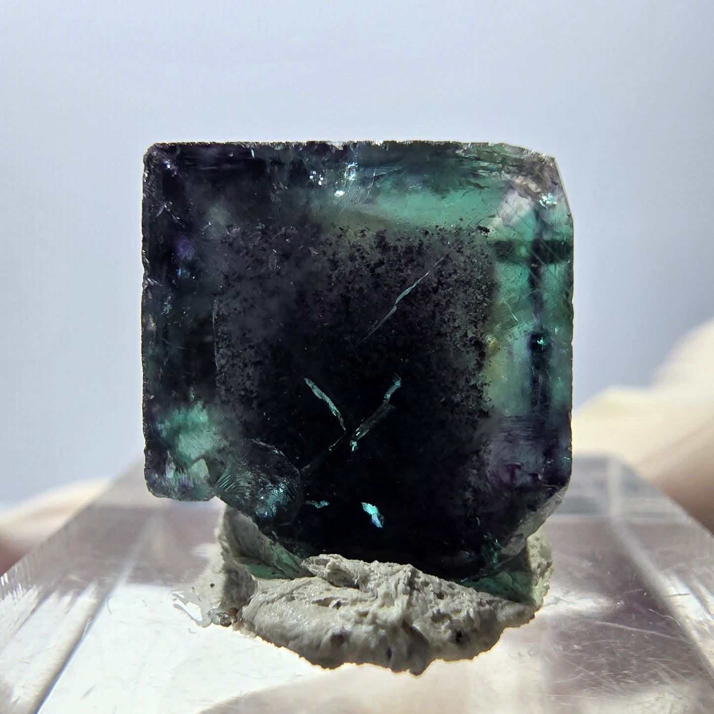 Phantom Fluorit Würfel Stufe, grün lila Okorusu, Namibia 16*14*14mm