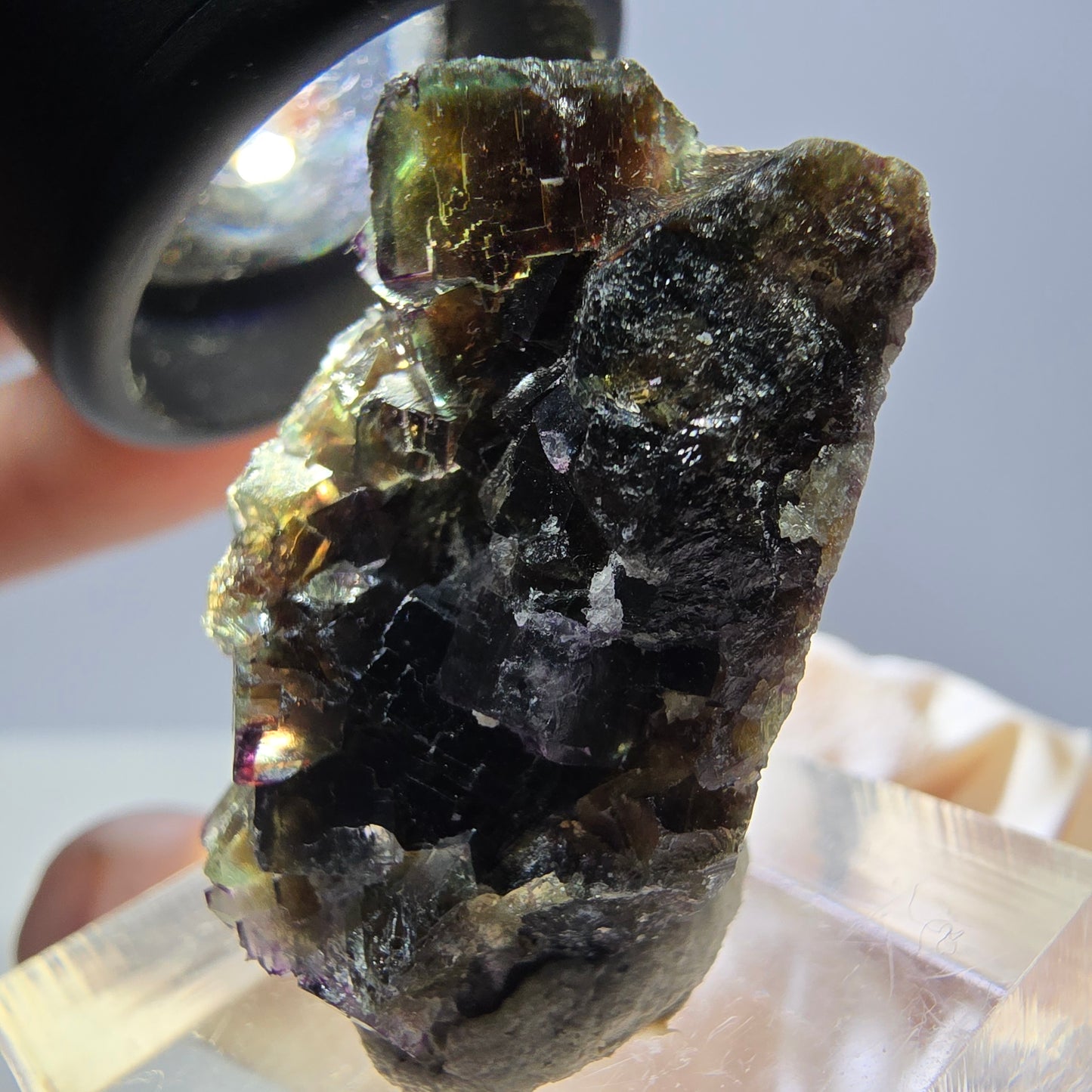 Phantom Fluorit Würfel Stufe, grün lila Okorusu, Namibia 28*24*13mm