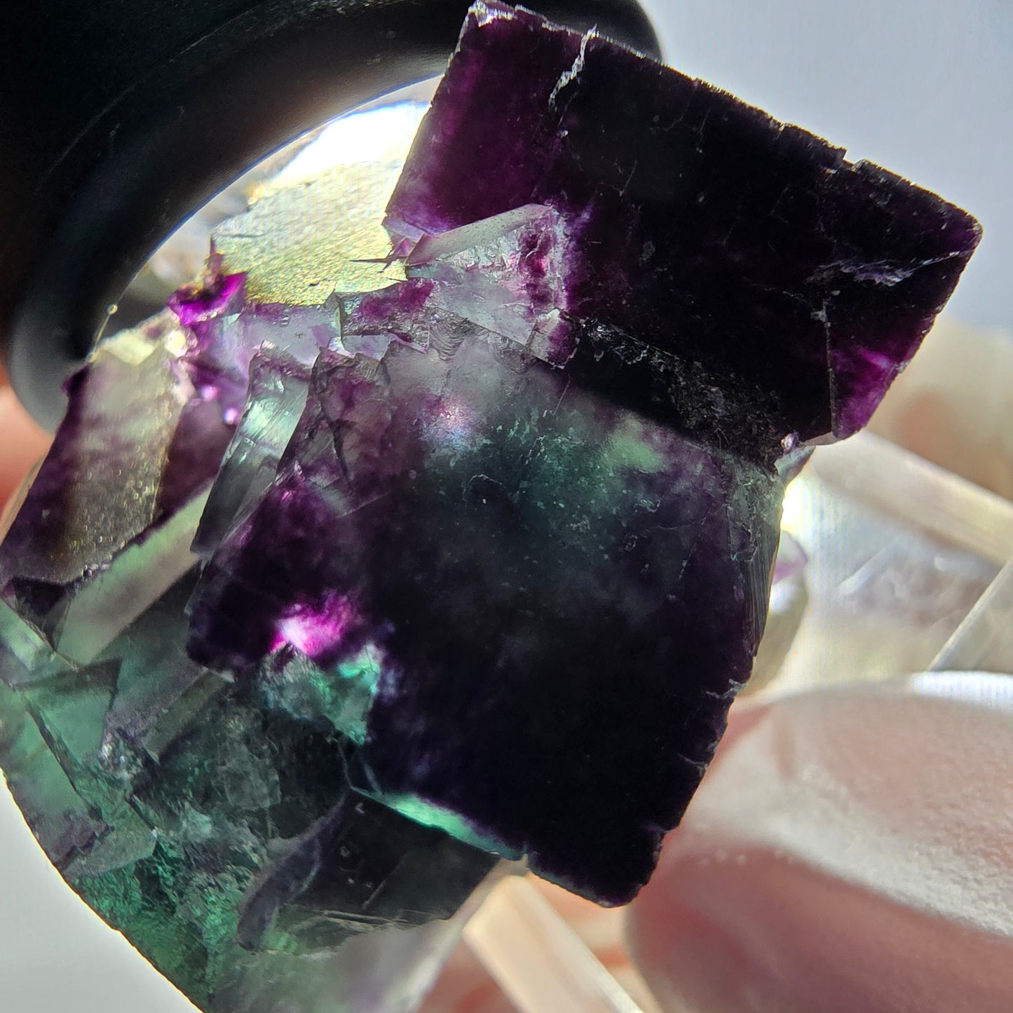 Phantom Fluorit Würfel Stufe, parkettiert grün lila Okorusu, Namibia 35*28*27mm
