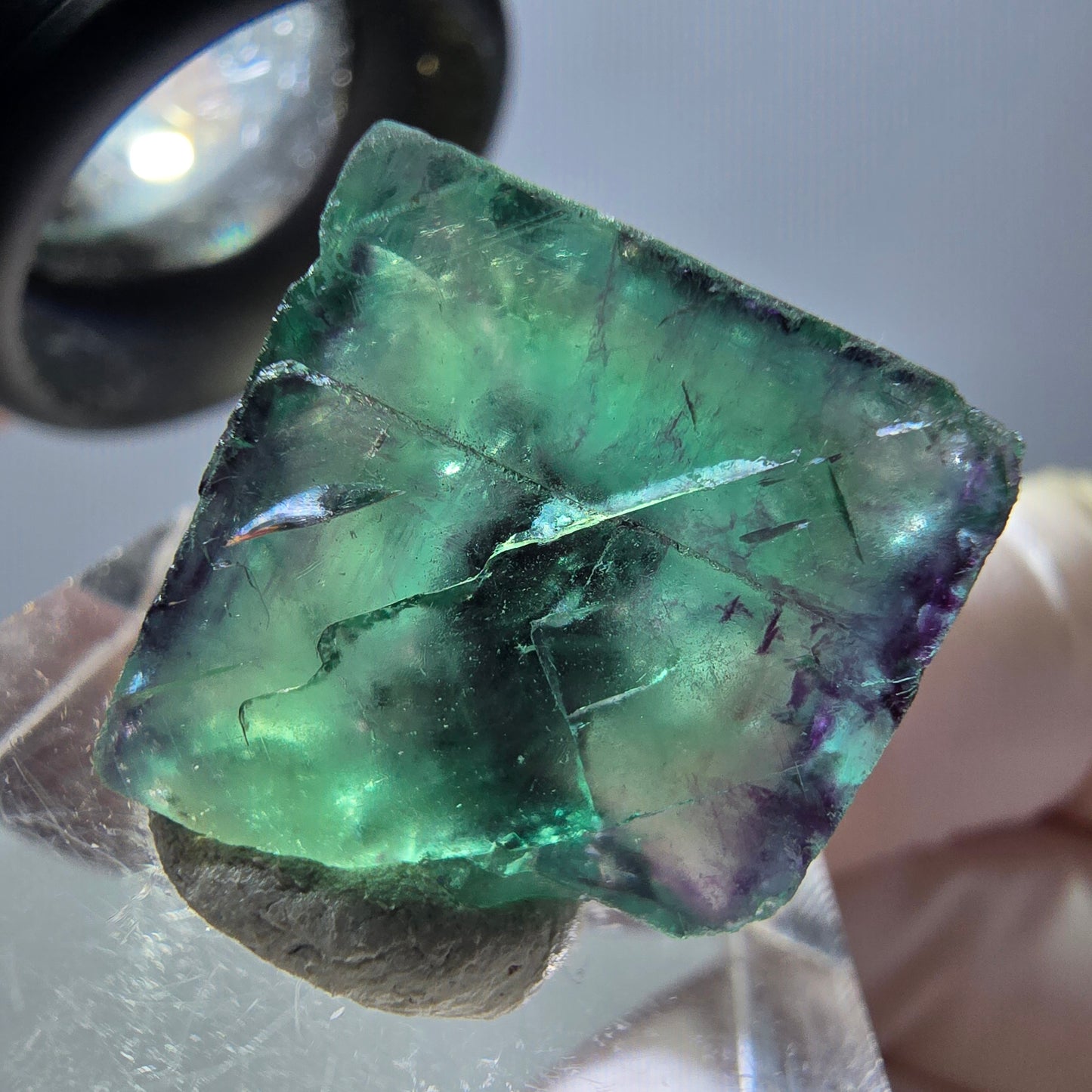 Phantom Fluorit Würfel Stufe, parkettiert grün lila Okorusu, Namibia 17*17*11mm