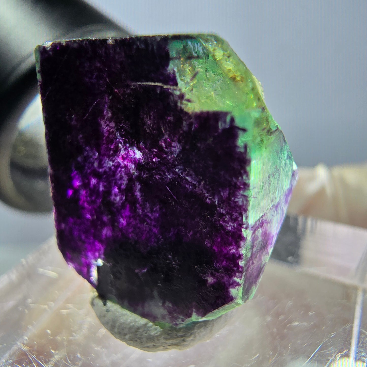 Phantom Fluorit Würfel Stufe grün lila zonal 11:11 Angel Pocket, Namibia 18*16*15mm