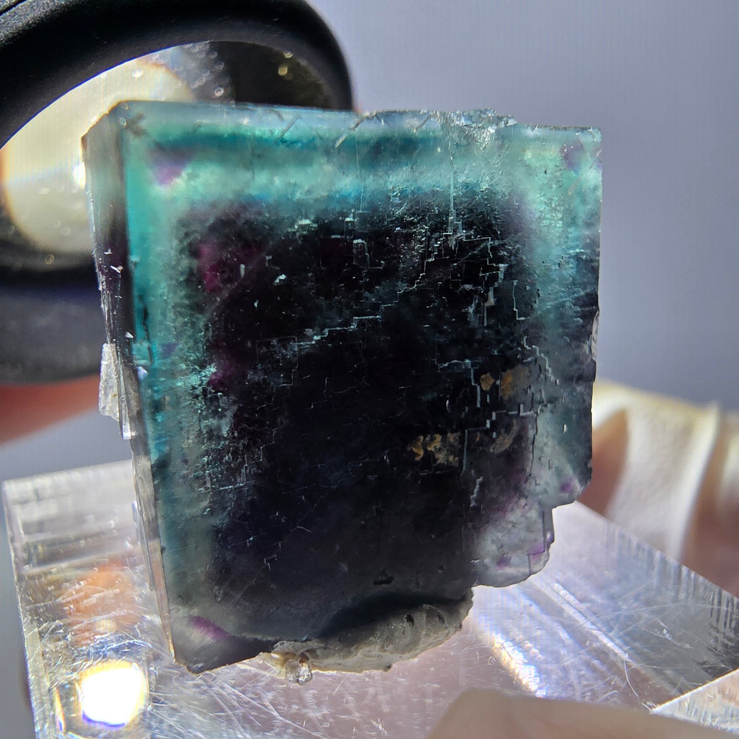 Phantom Fluorit Würfel Stufe, parkettiert grün lila Okorusu, Namibia 20*20*15mm
