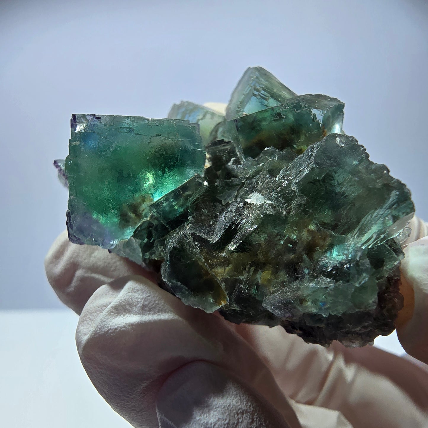 Klare Phantom Fluorit Würfel Stufe, parkettiert grün Okorusu, Namibia 54*35*26mm