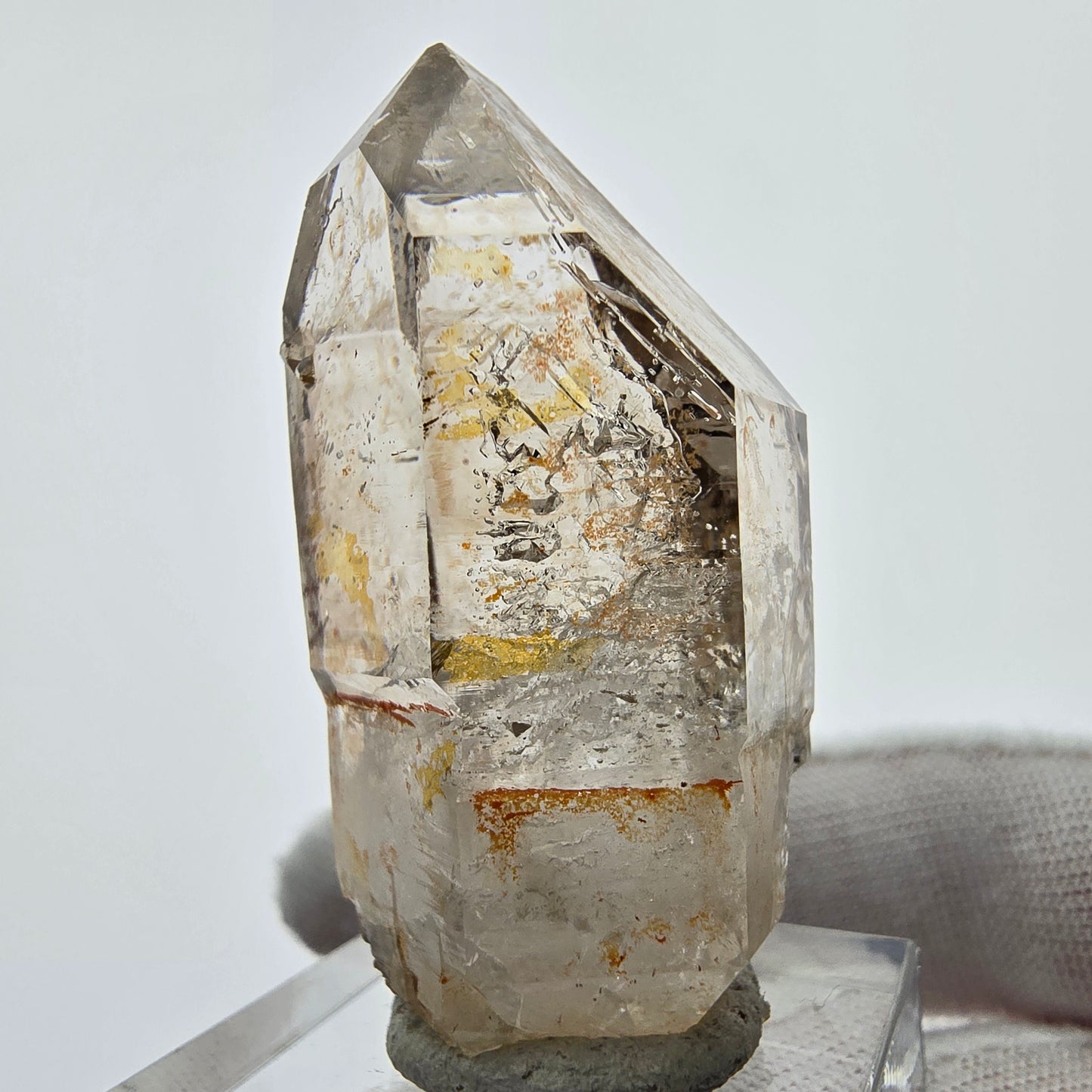 Enhydro Phantom Smoky Quartz Sceptre Tip 1x Bubble Goboboseb, Namibie 43*23*22mm