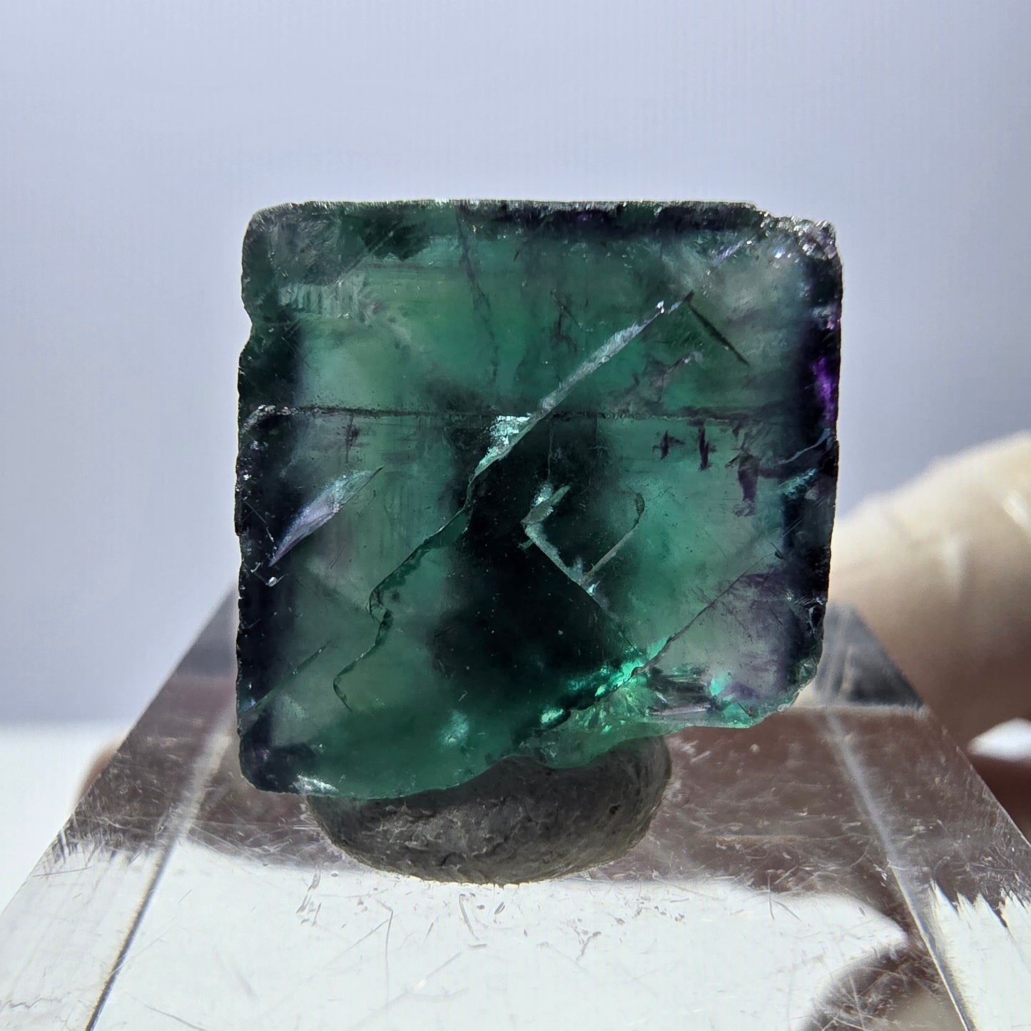 Phantom Fluorit Würfel Stufe, parkettiert grün lila Okorusu, Namibia 17*17*11mm