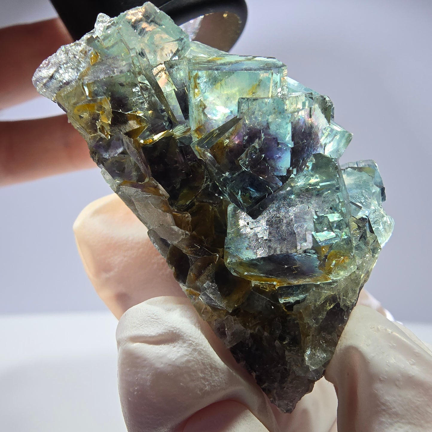 Spécimen de cube de fluorite fantôme très clair parqueté Okorusu, Namibie 49*36*26mm