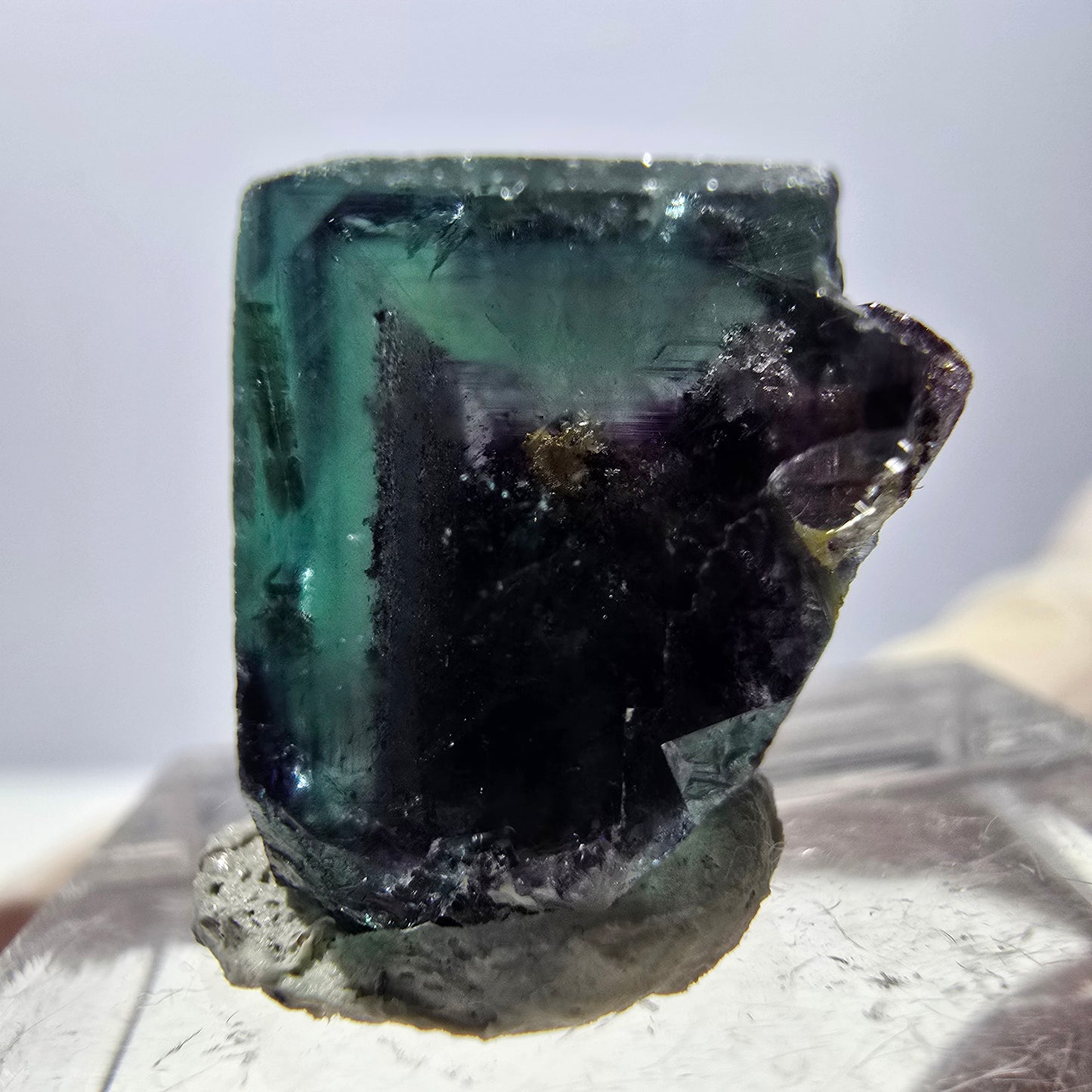 Phantom Fluorit Würfel Stufe, grün lila Okorusu, Namibia 16*14*14mm