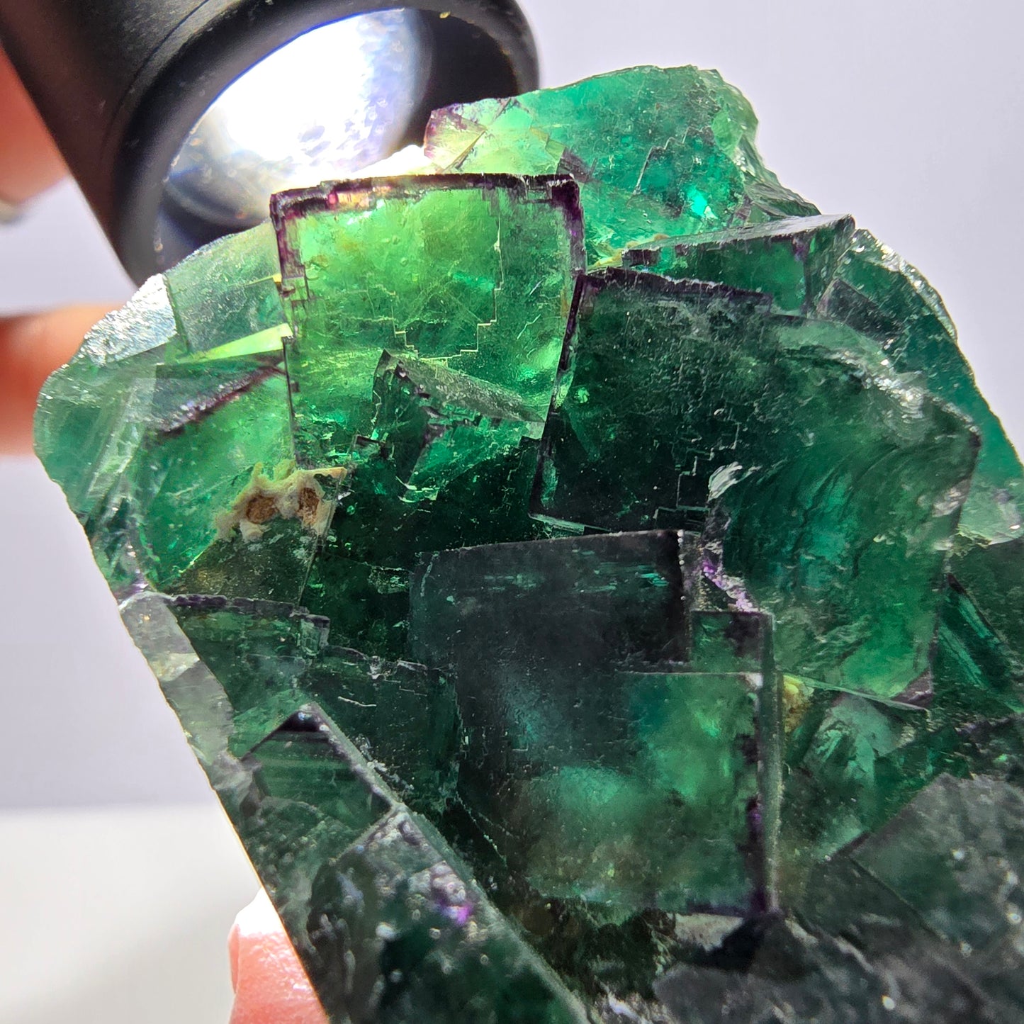Cube de fluorite fantôme vert étagé, Okorusu, Namibie, 80 x 36 x 20 mm