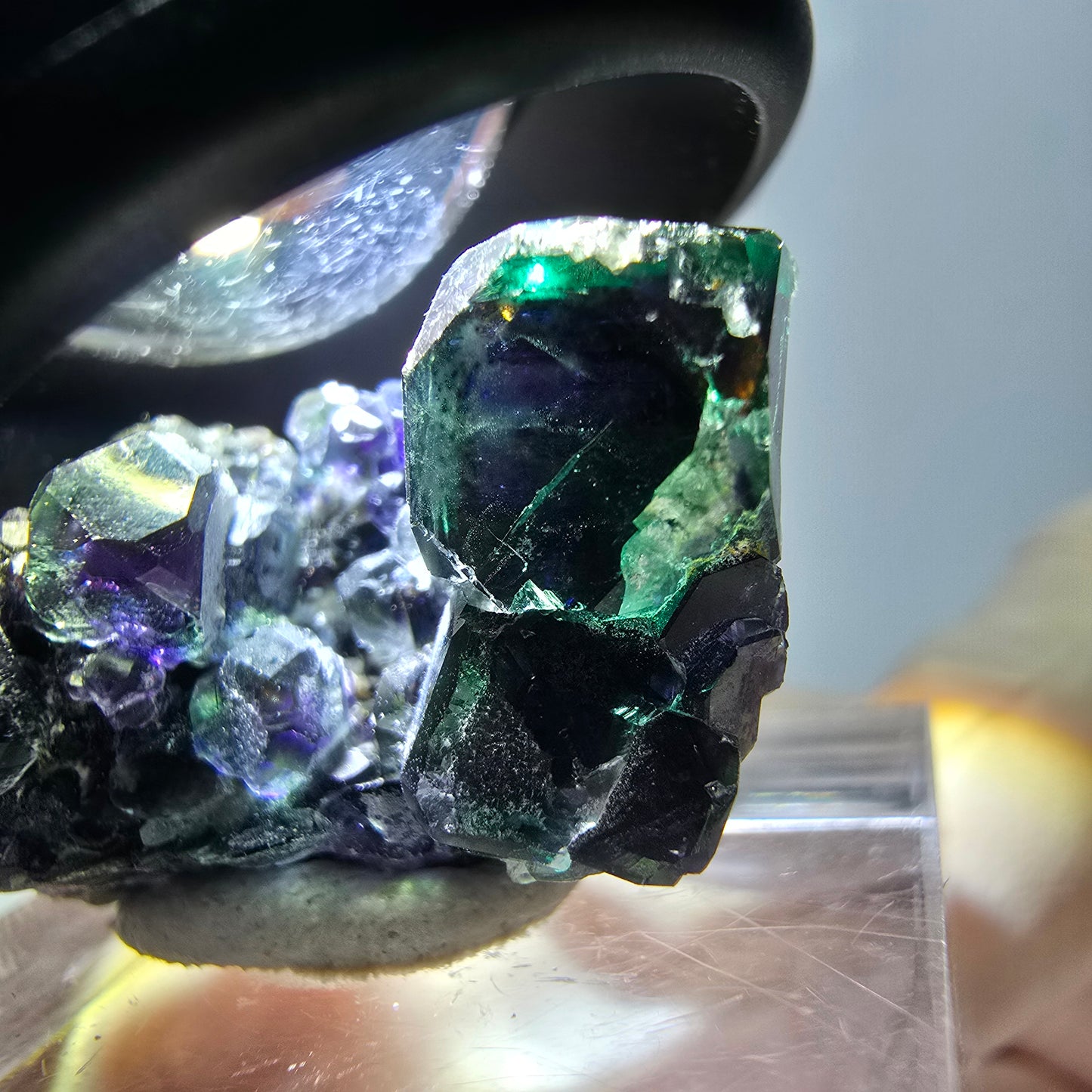 Phantom Fluorit Würfel Stufe, grün lila Okorusu, Namibia 24*19*16mm