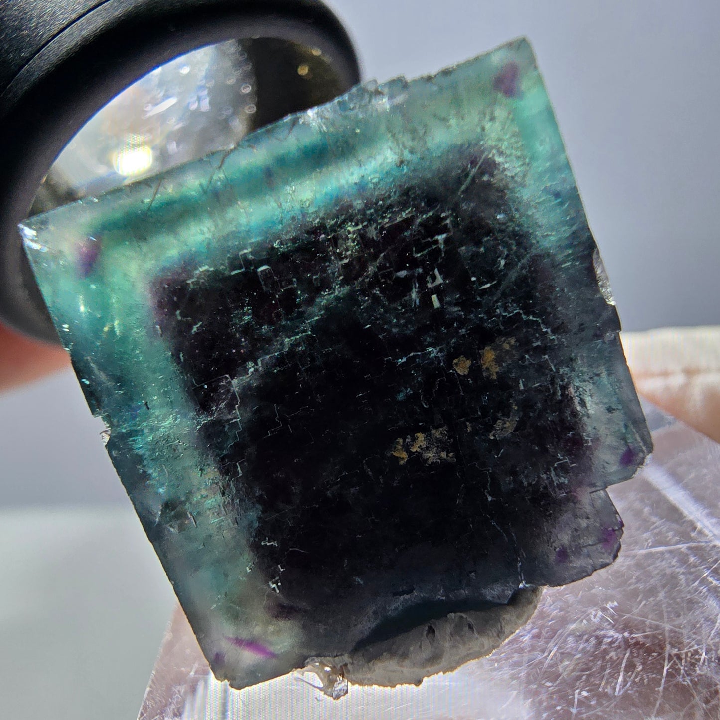 Phantom Fluorit Würfel Stufe, parkettiert grün lila Okorusu, Namibia 20*20*15mm