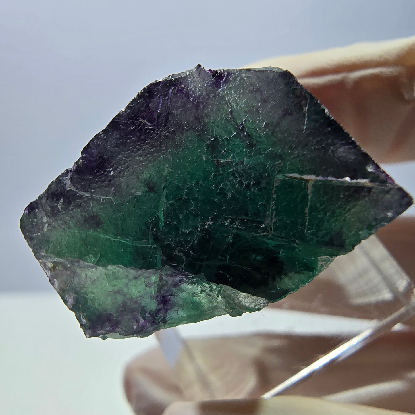 Phantom Fluorit Würfel Stufe, parkettiert grün lila Okorusu, Namibia 25*23*18mm