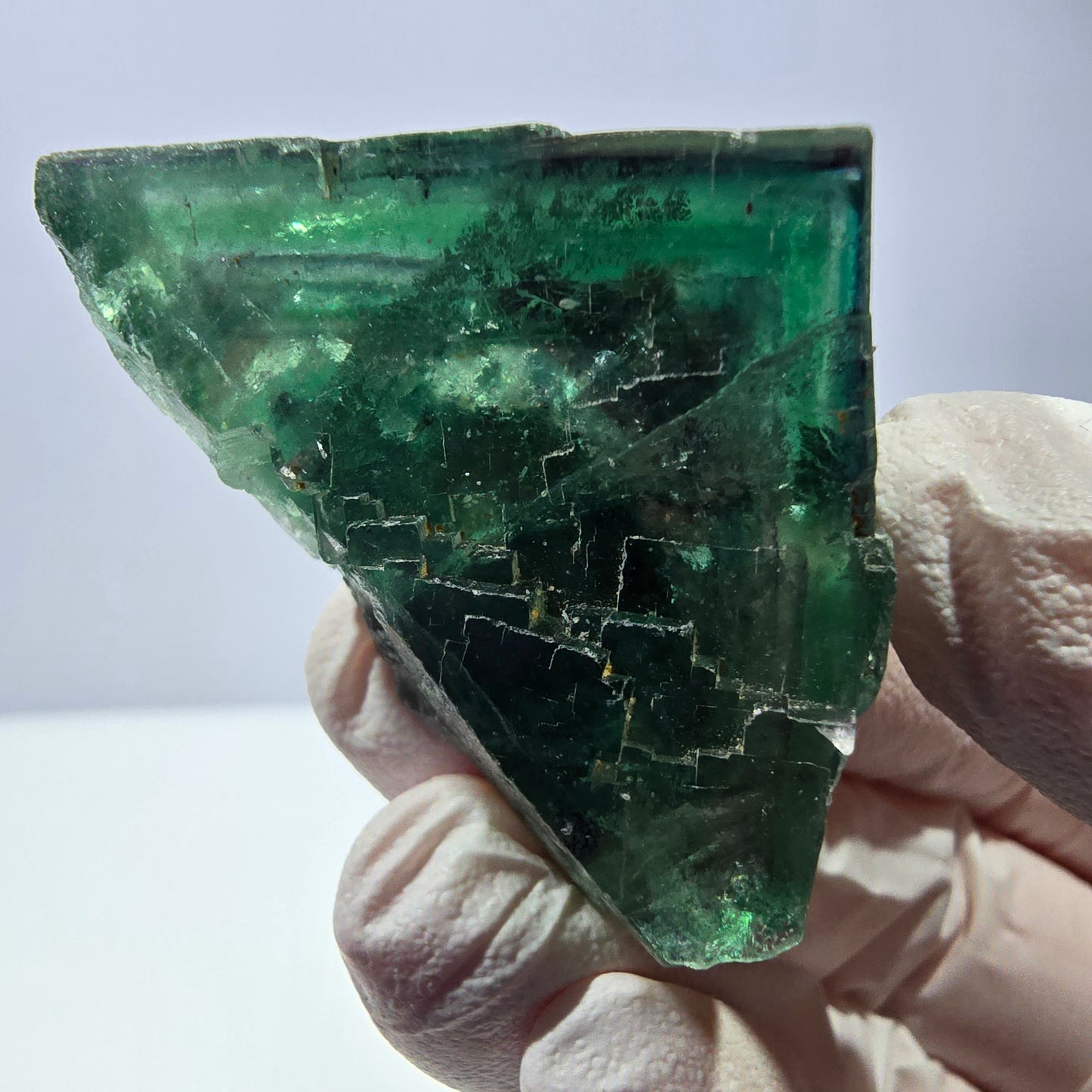 Spécimen de cube de fluorite fantôme, parqueté vert violet Okorusu, Namibie 43*42*32 mm
