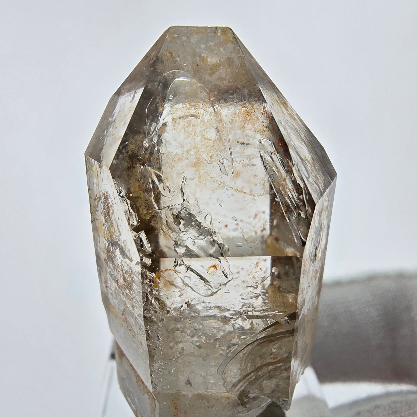 Enhydro Phantom Smoky Quartz Sceptre Tip 1x Bubble Goboboseb, Namibie 43*23*22mm