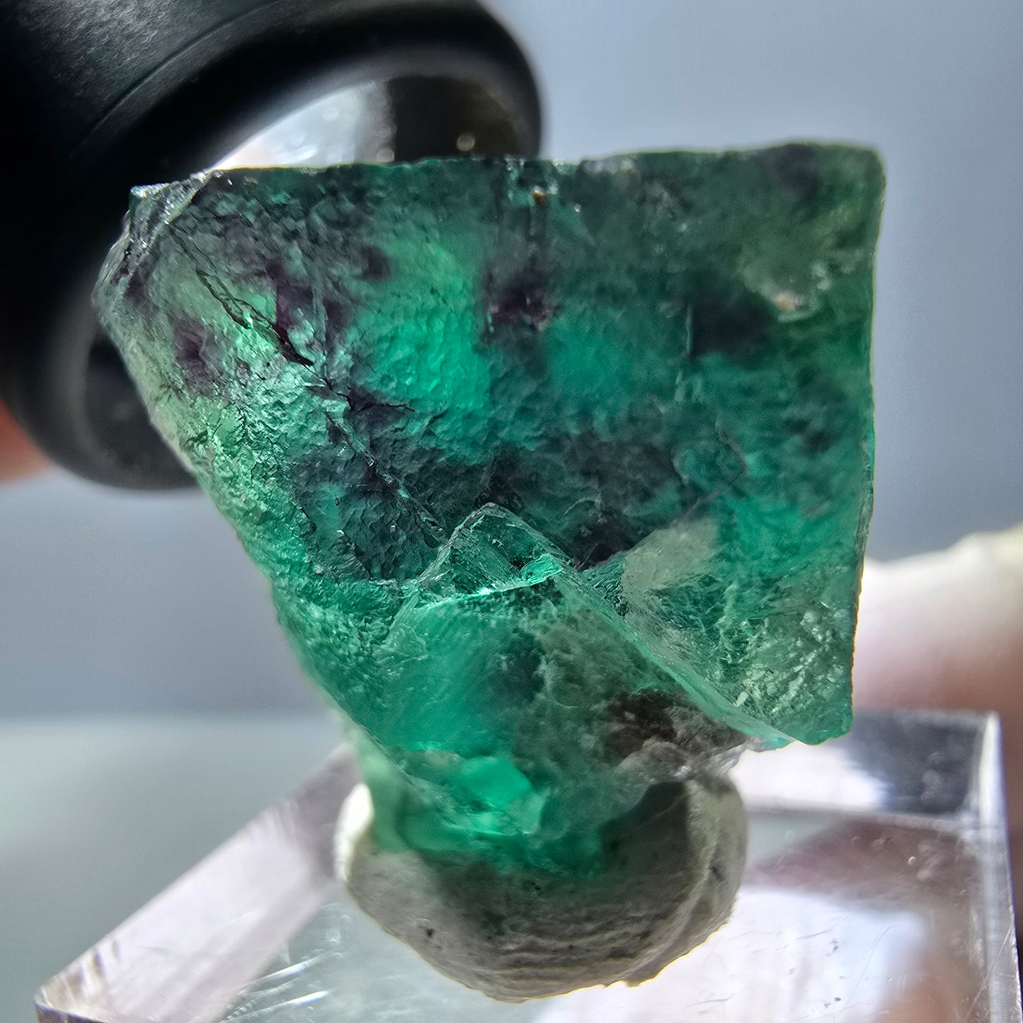 Phantom Fluorit Würfel Stufe, parkettiert grün lila Okorusu, Namibia 25*23*18mm