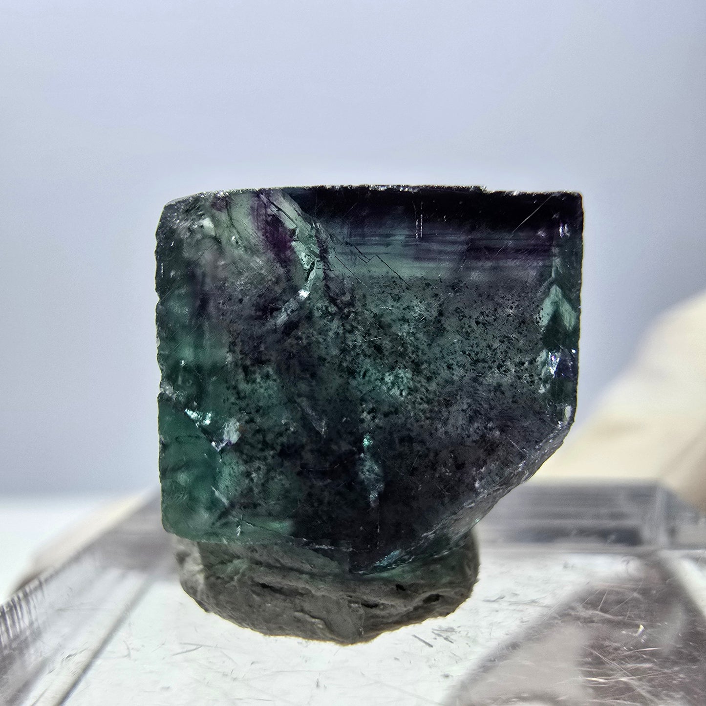 Phantom Fluorit Würfel Stufe, parkettiert grün lila Okorusu, Namibia 14*13*12mm