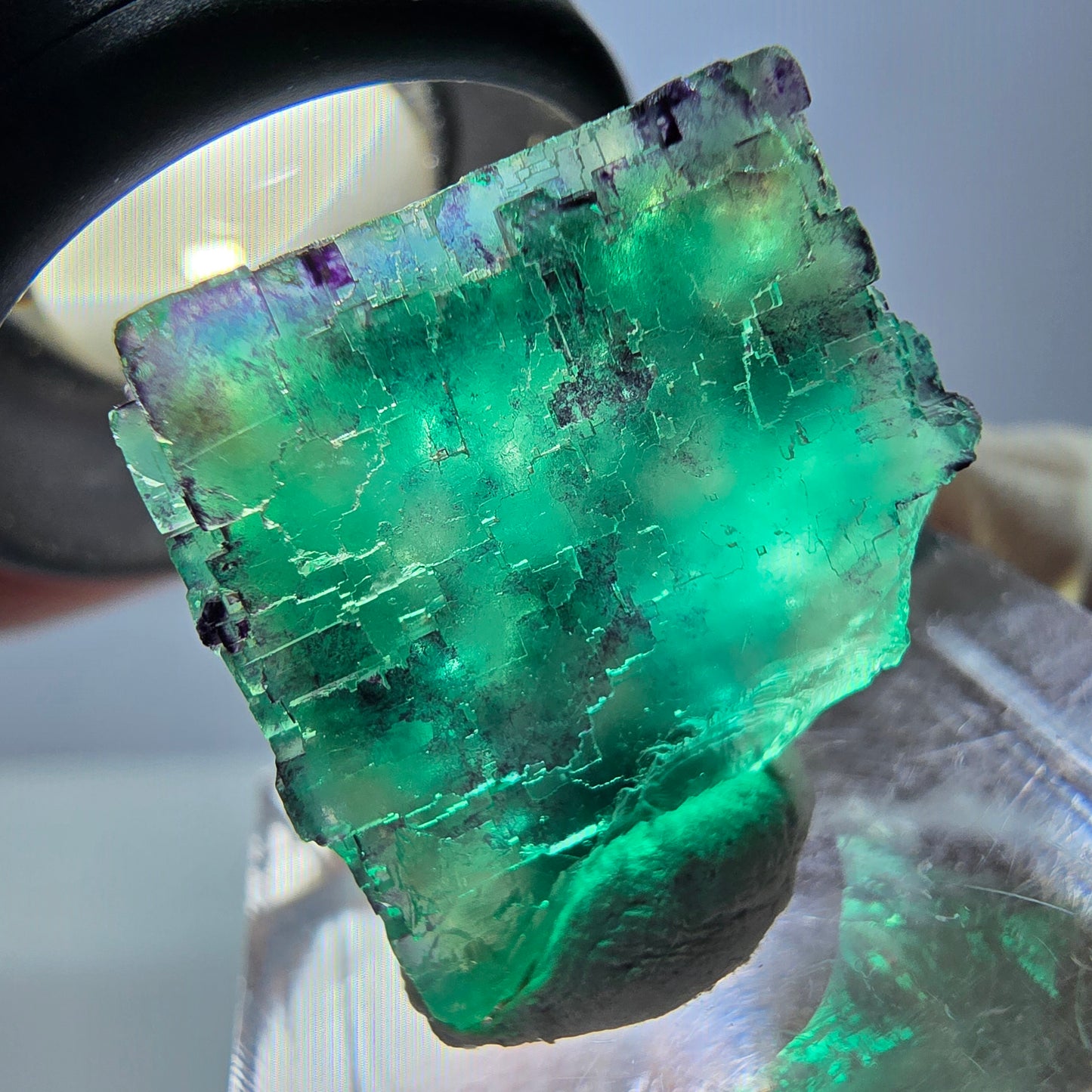 Phantom Fluorit Würfel Stufe, parkettiert grün lila Okorusu, Namibia 20*19*18mm