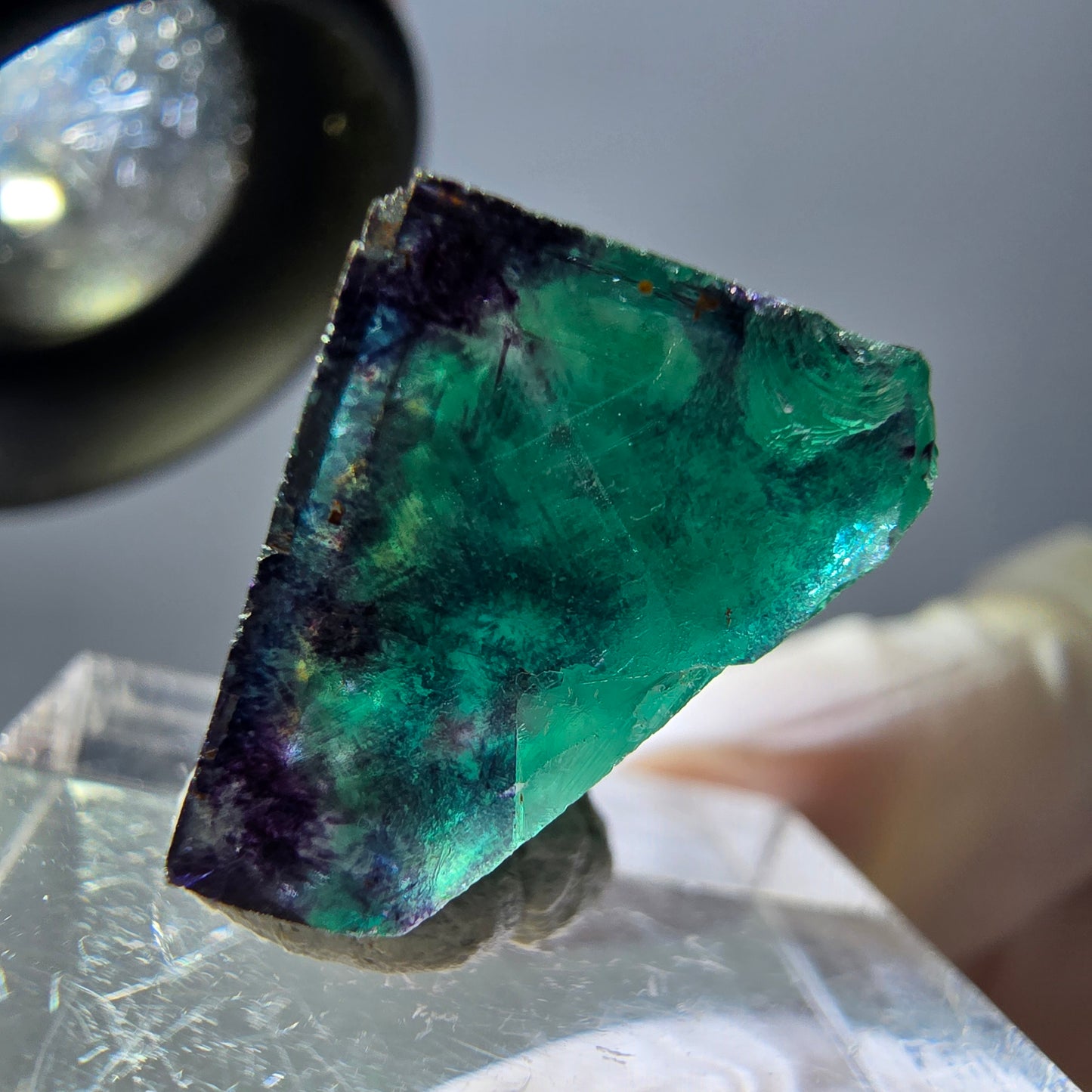 Phantom Fluorit Würfel Stufe, parkettiert grün lila Okorusu, Namibia 18*15*13mm